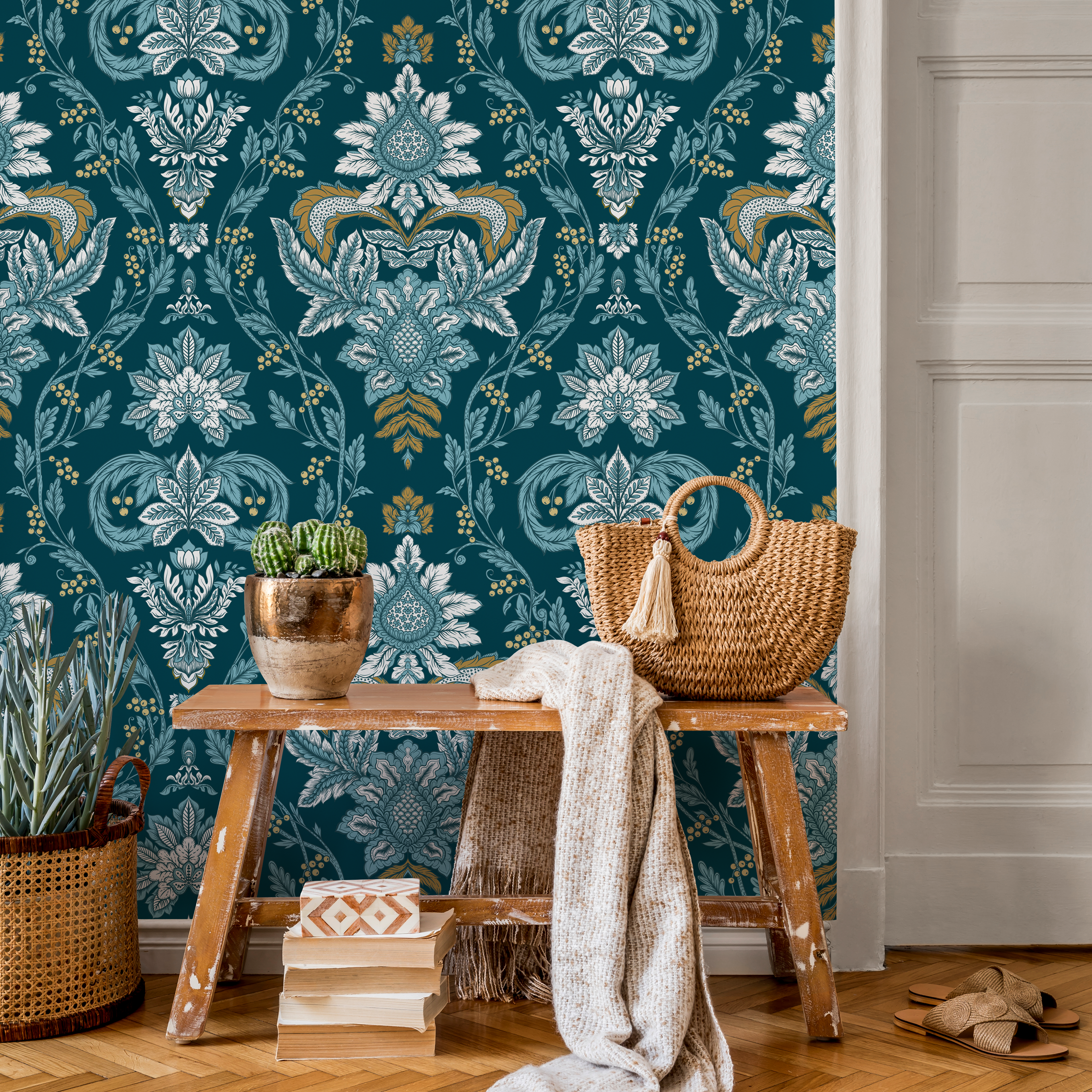 Blue Green Peel and Stick Wallpaper | Teal & Aqua Designs
