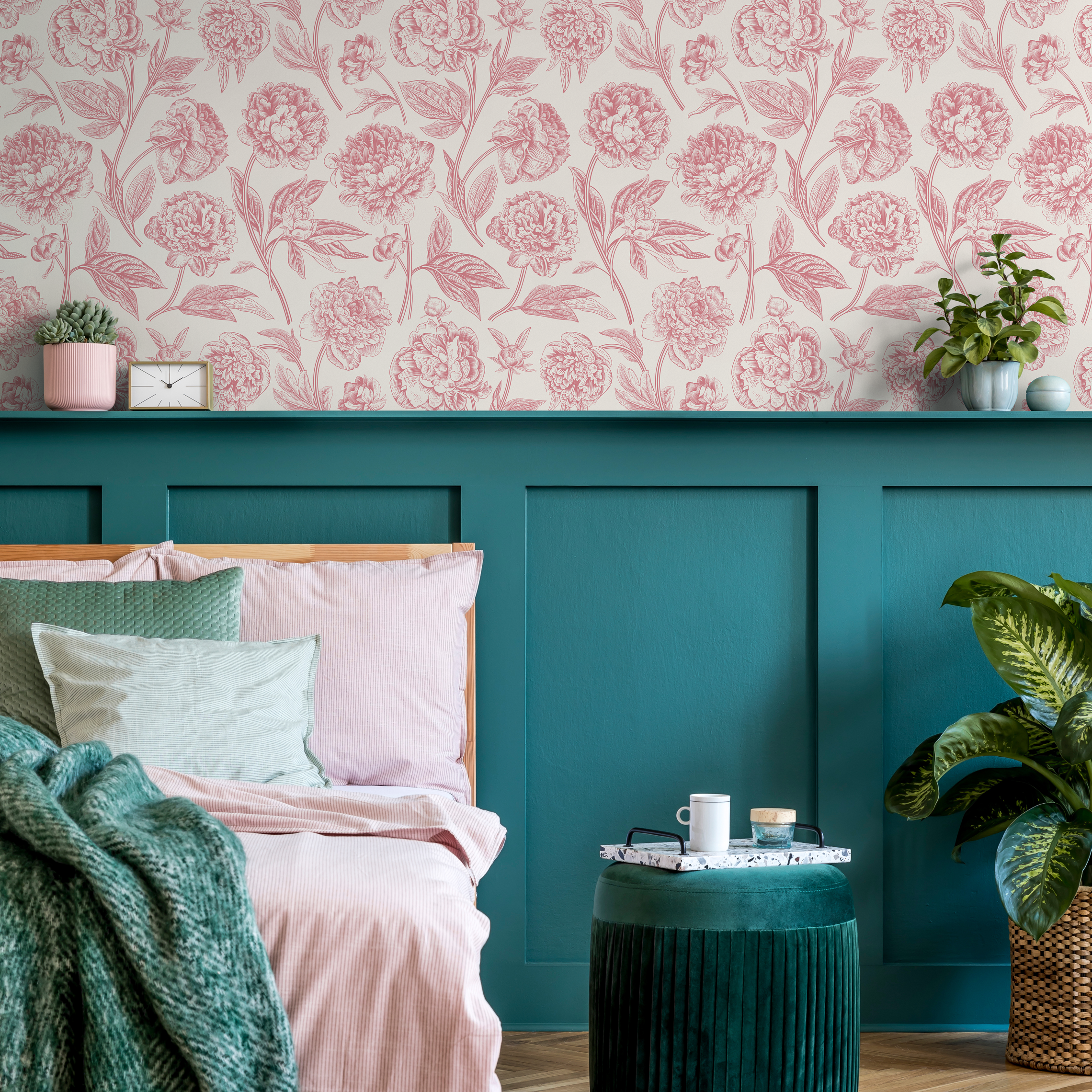Pink Vintage Flower Wallpaper