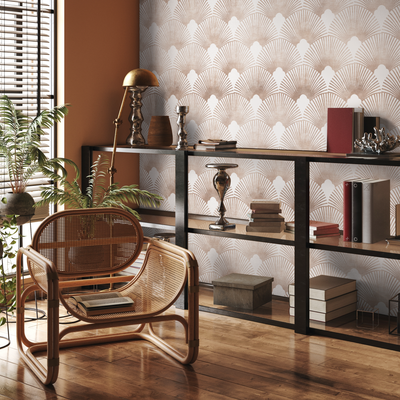 Beige Art Deco Wallpaper