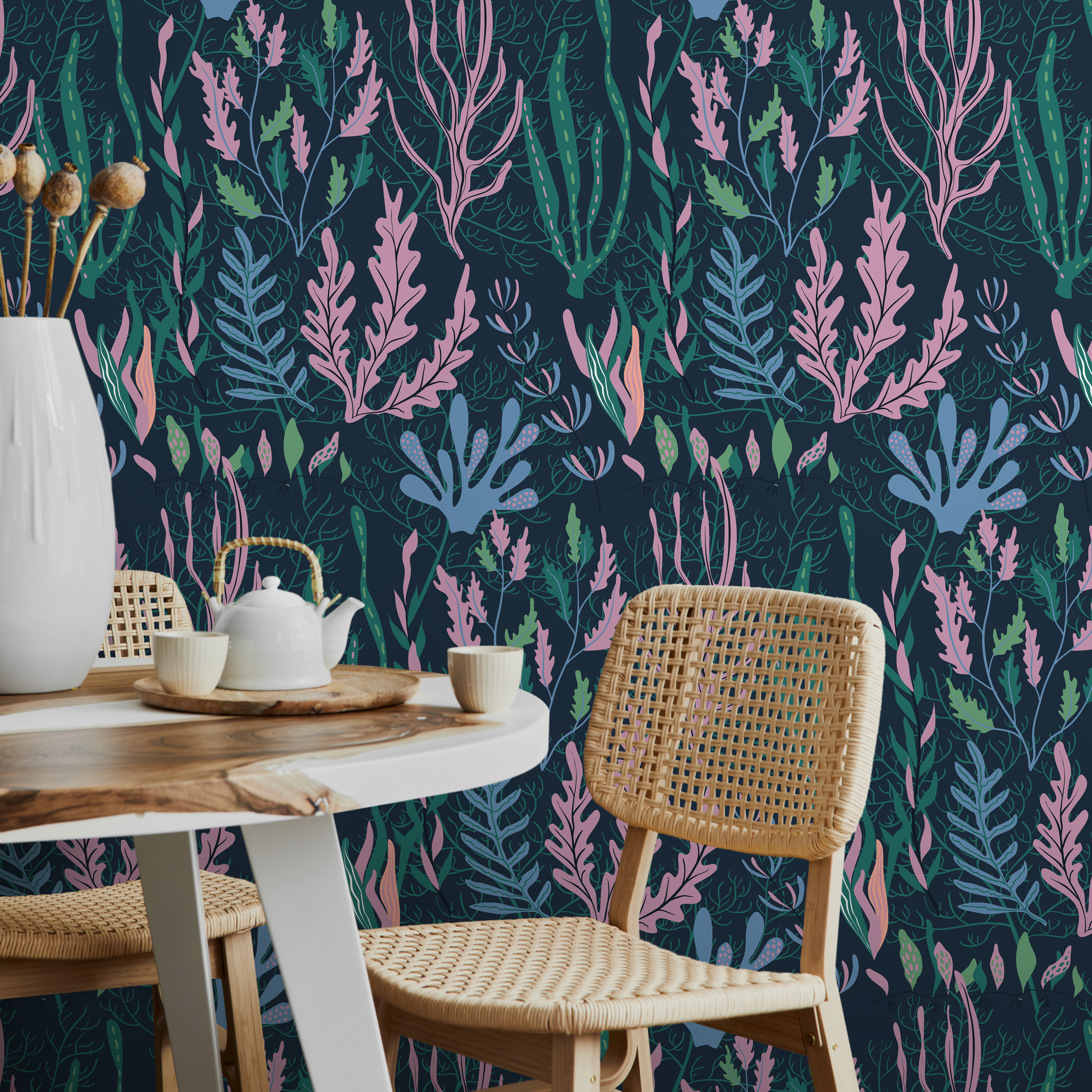 Peel And Stick Coral Wallpaper
