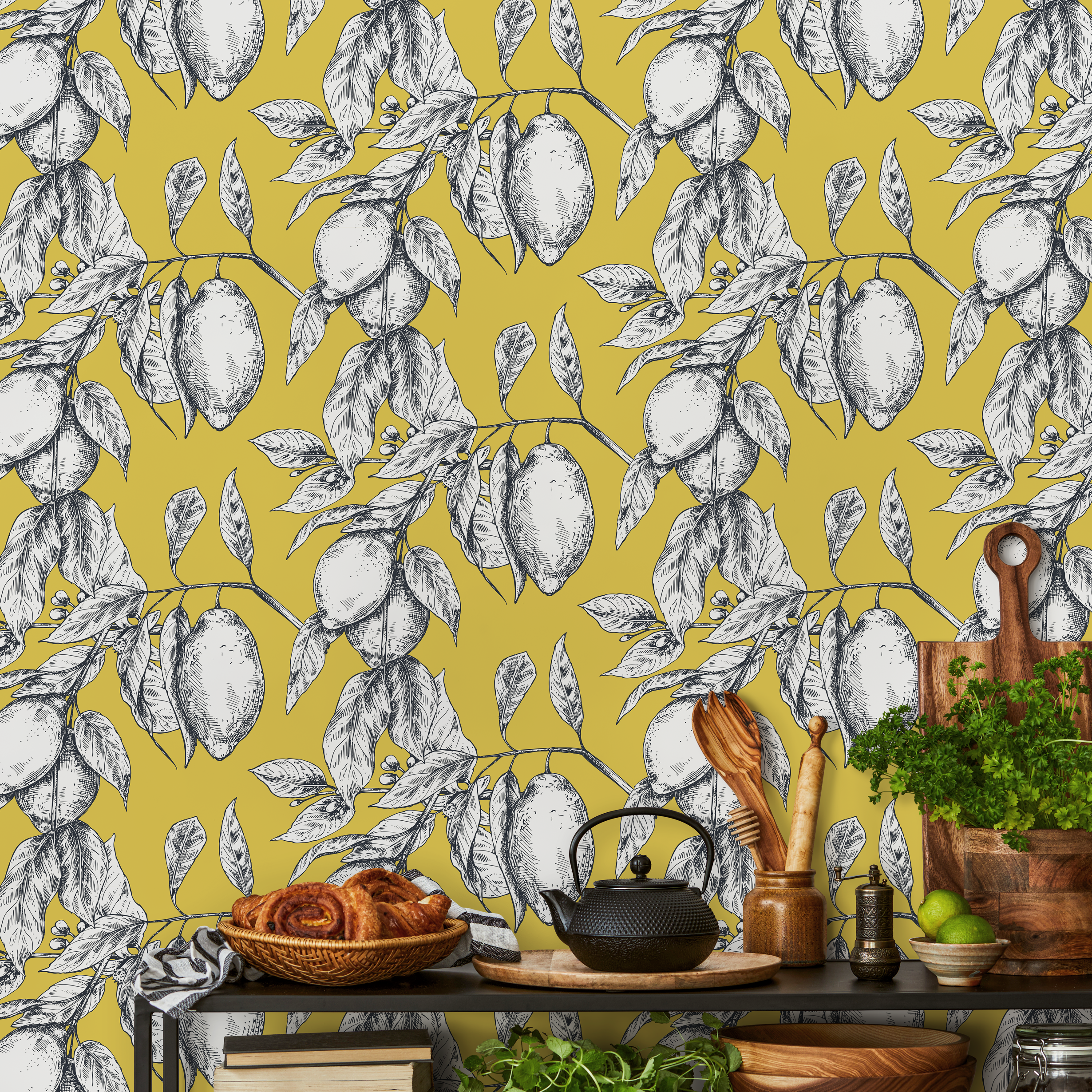 Yellow Kitchen Wallpaper