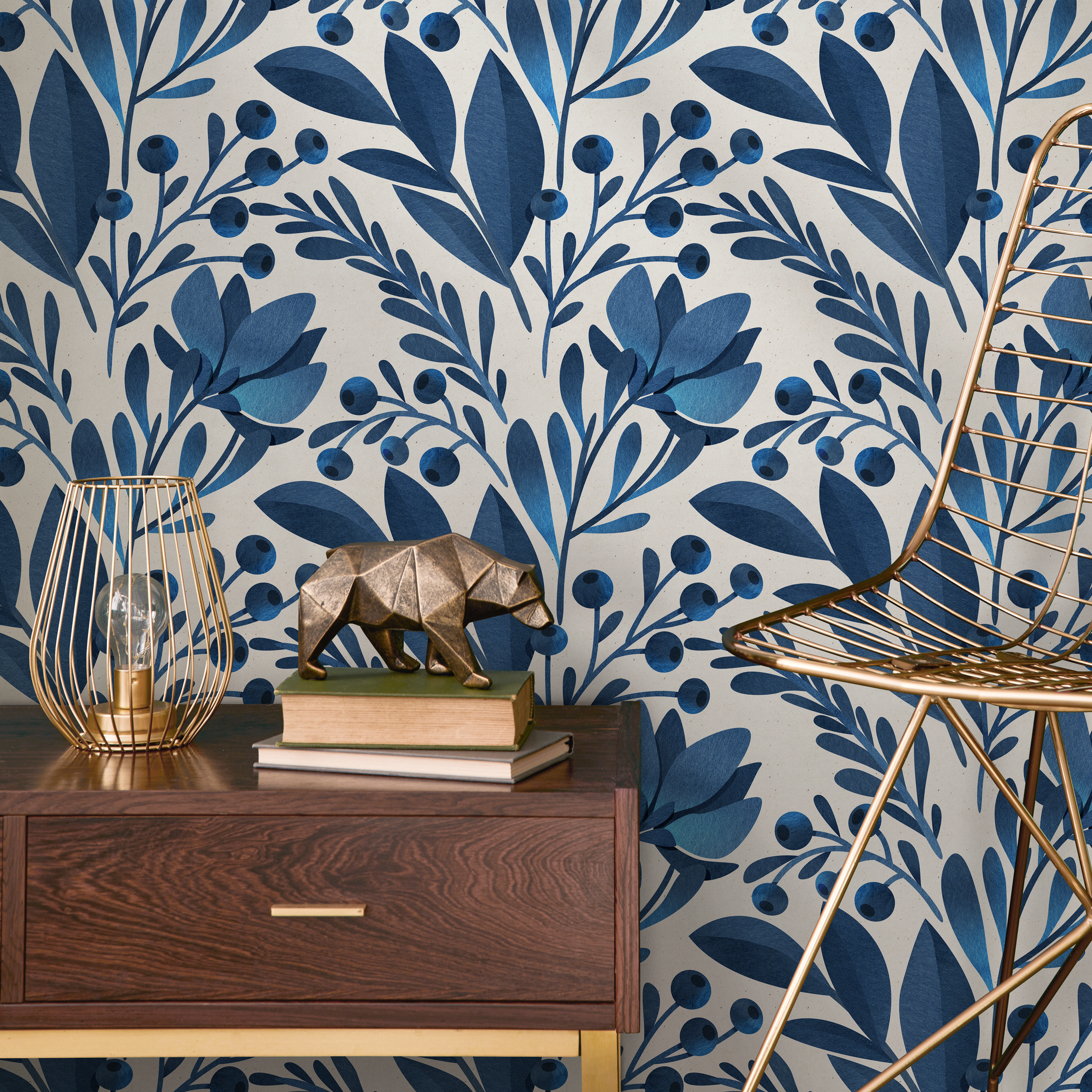 Wallpaper Navy Floral