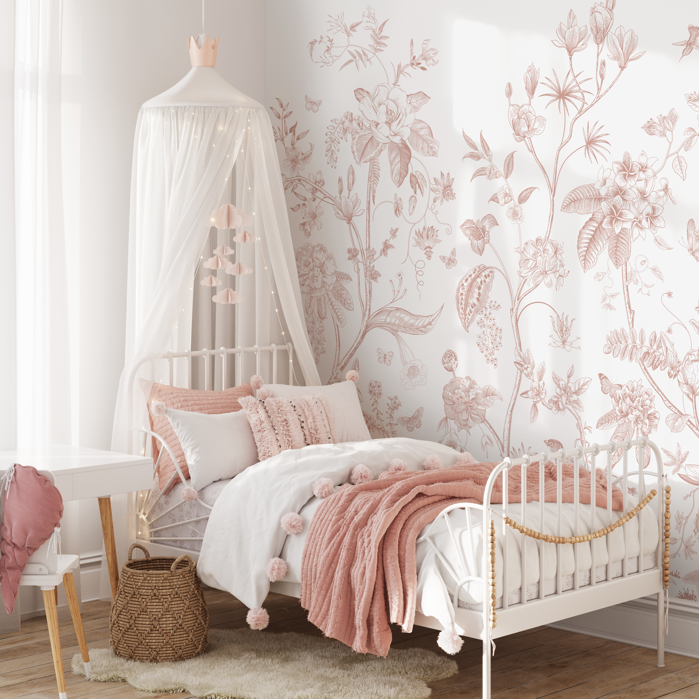 Dusty Pink Butterfly Peel and Stick Wallpaper