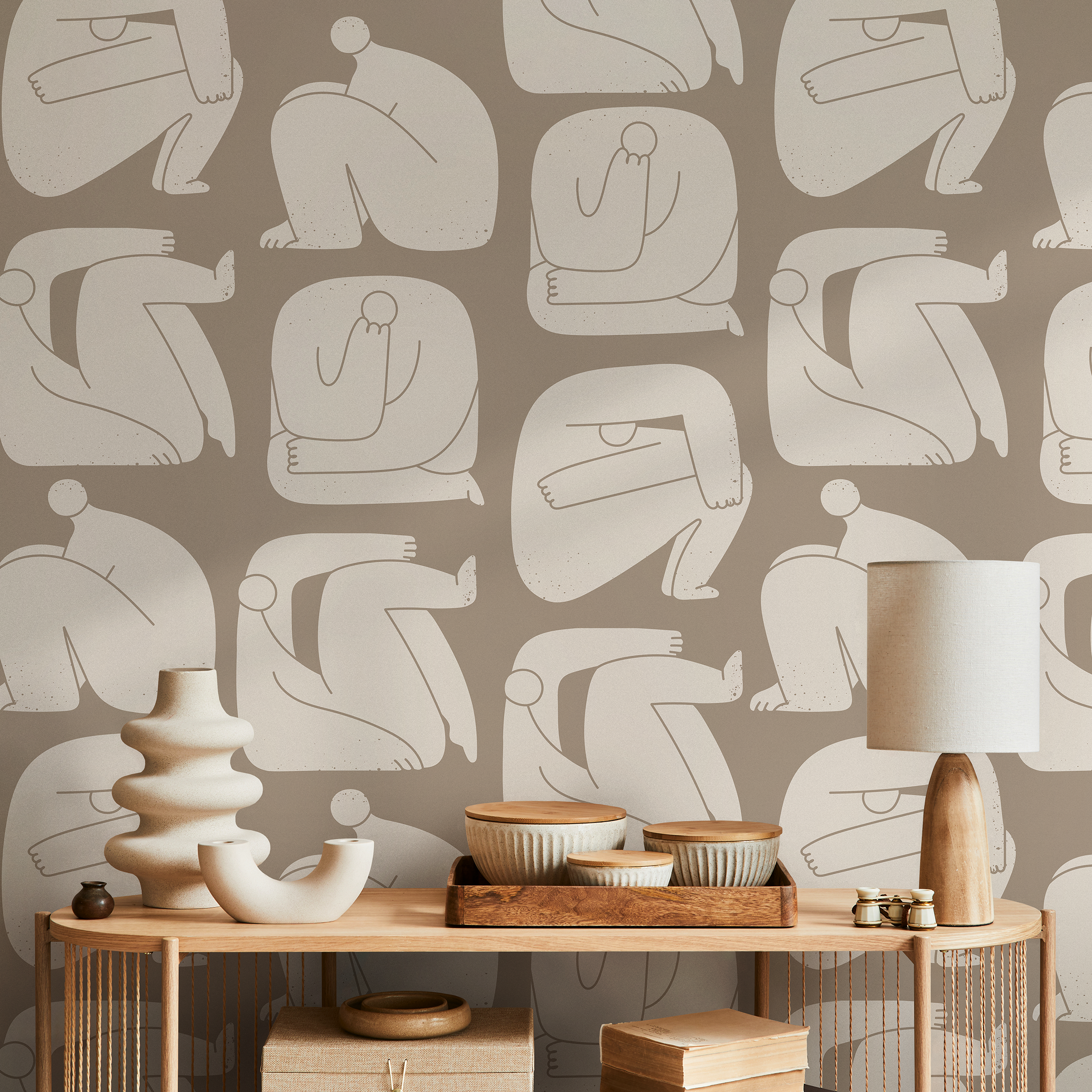 Modern Living Room With Wallpaper
