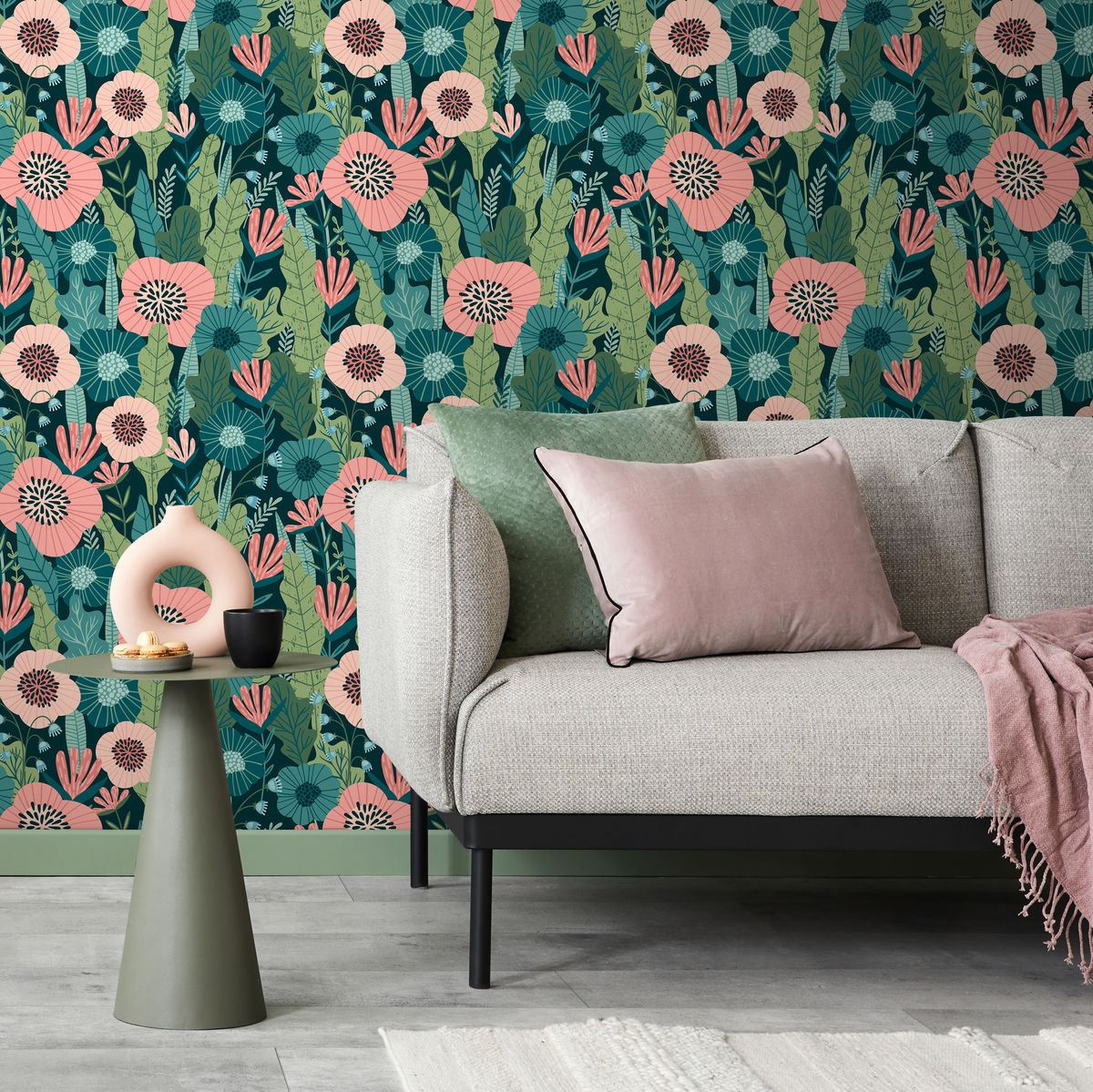 Teal Flower Wallpaper