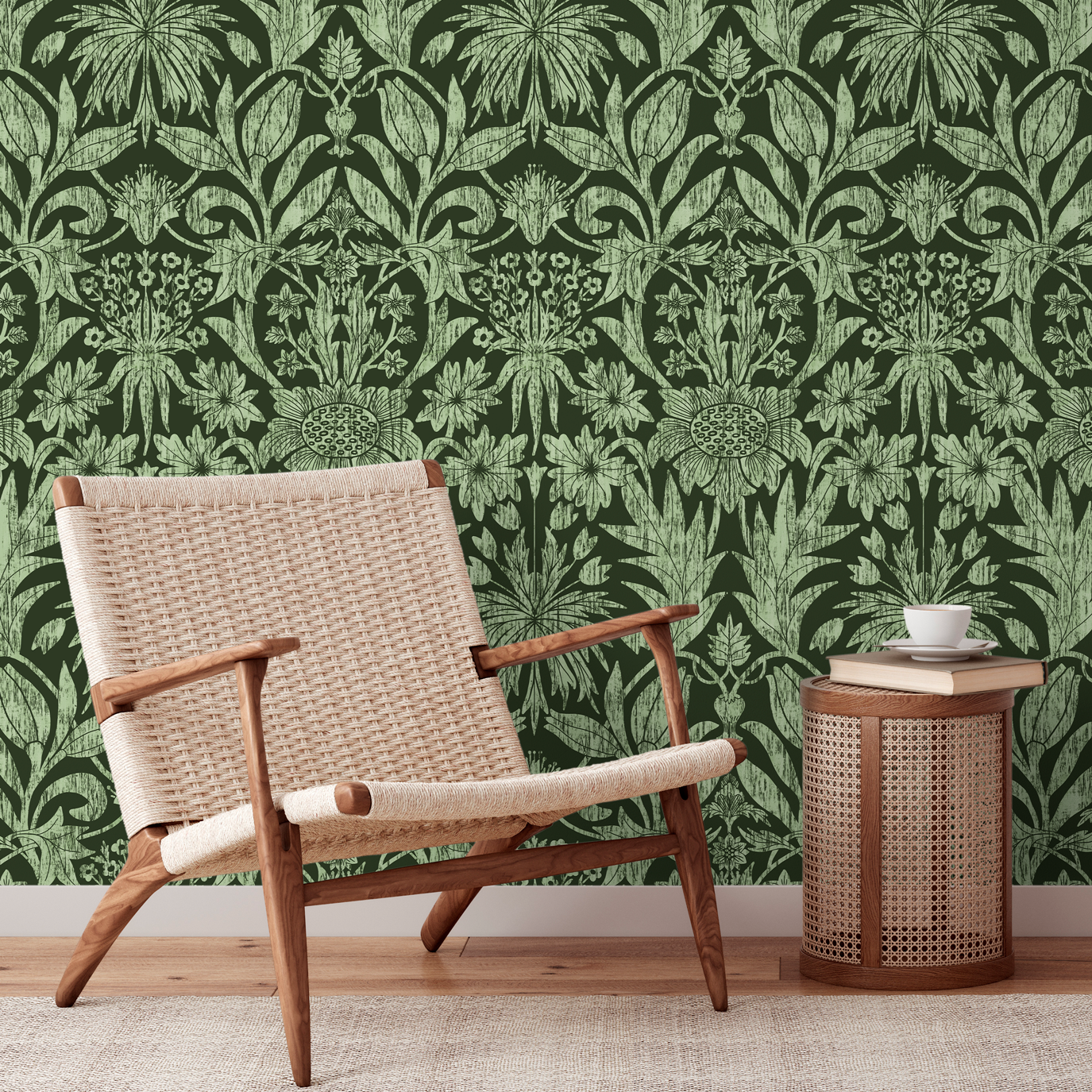 Dark Green Textured Wallpaper