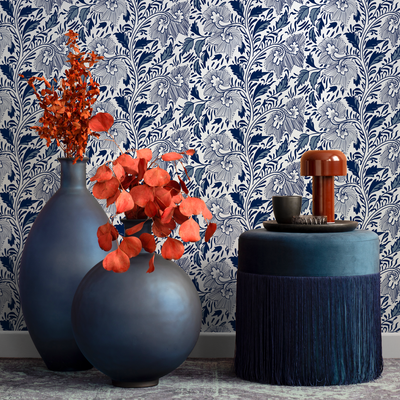 Blue Patterned Peel And Stick Wallpaper