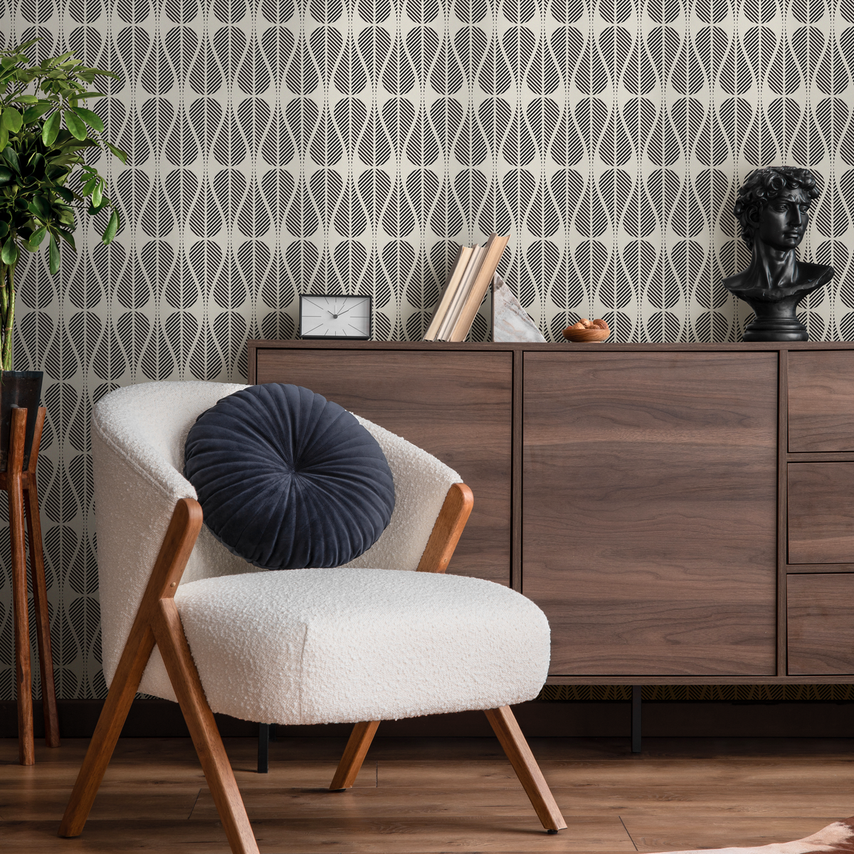 Mid Century Leaf Wallpaper