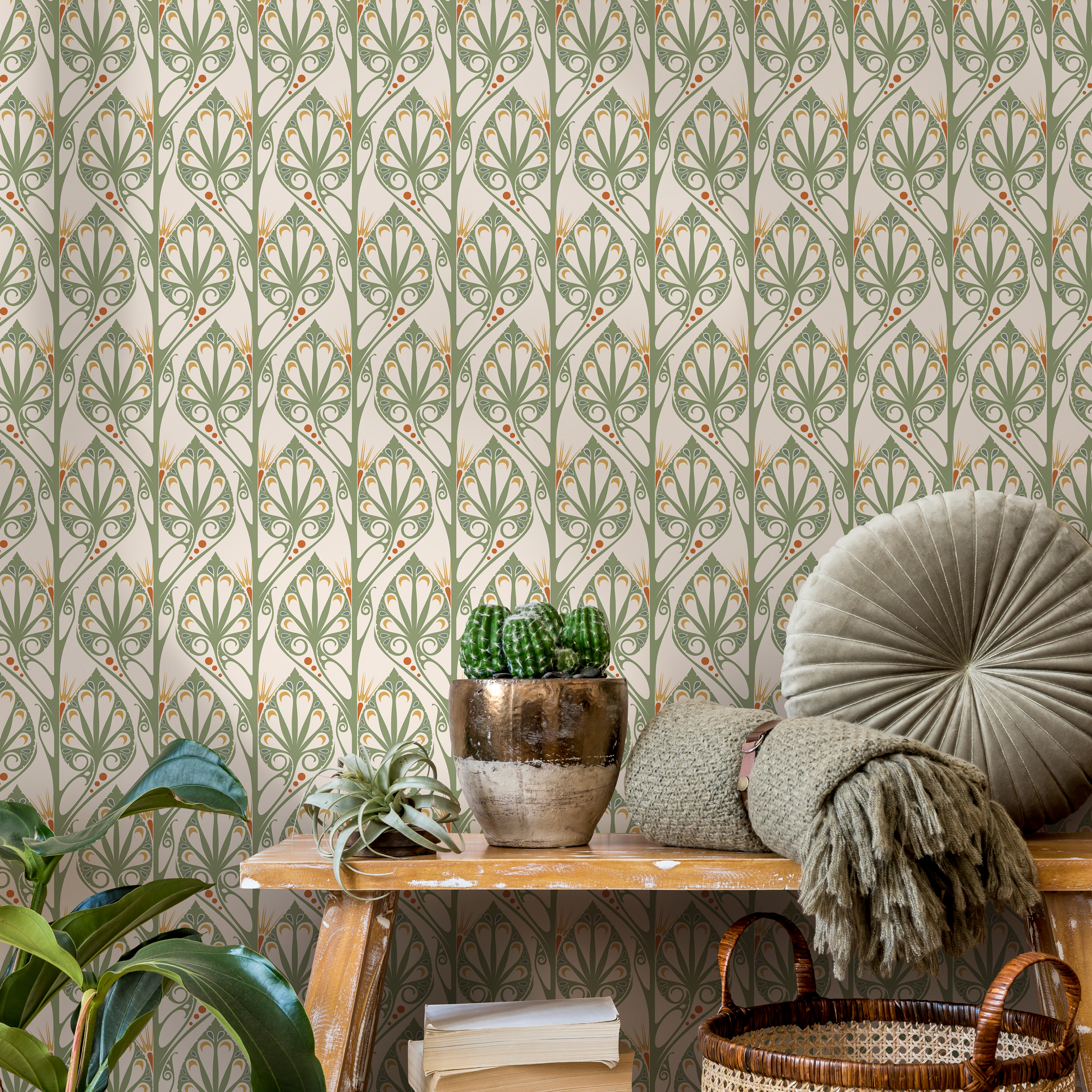 Orange Art Deco Wallpaper