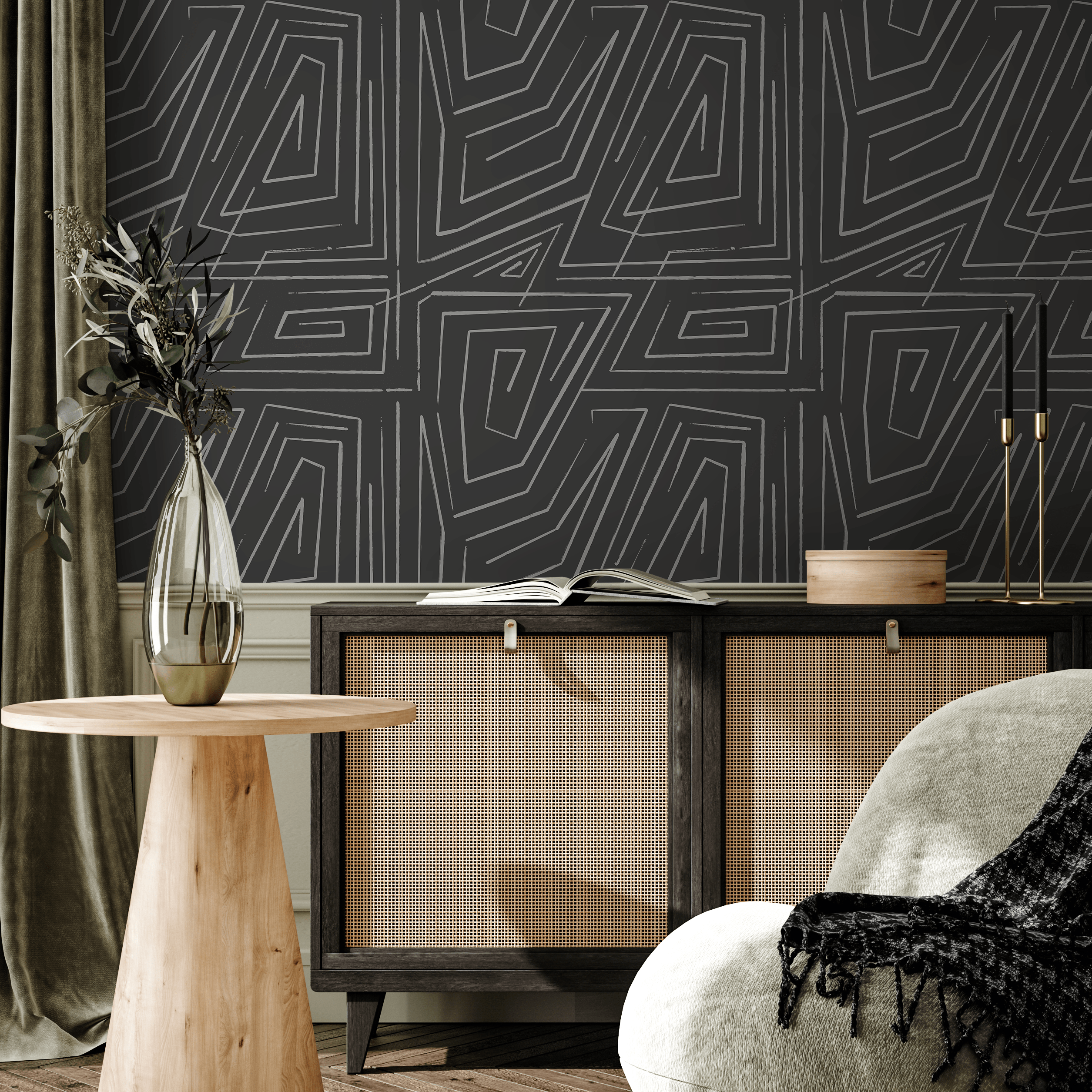 Peel and Stick Black Wallpaper