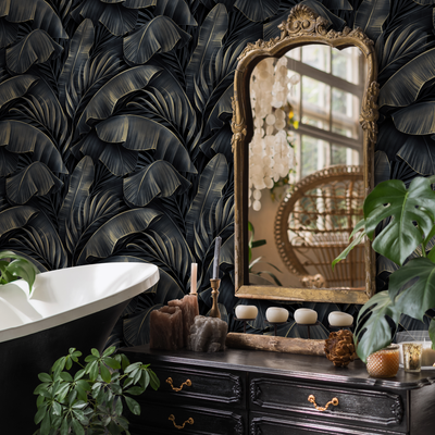 Black Bathroom Wallpaper