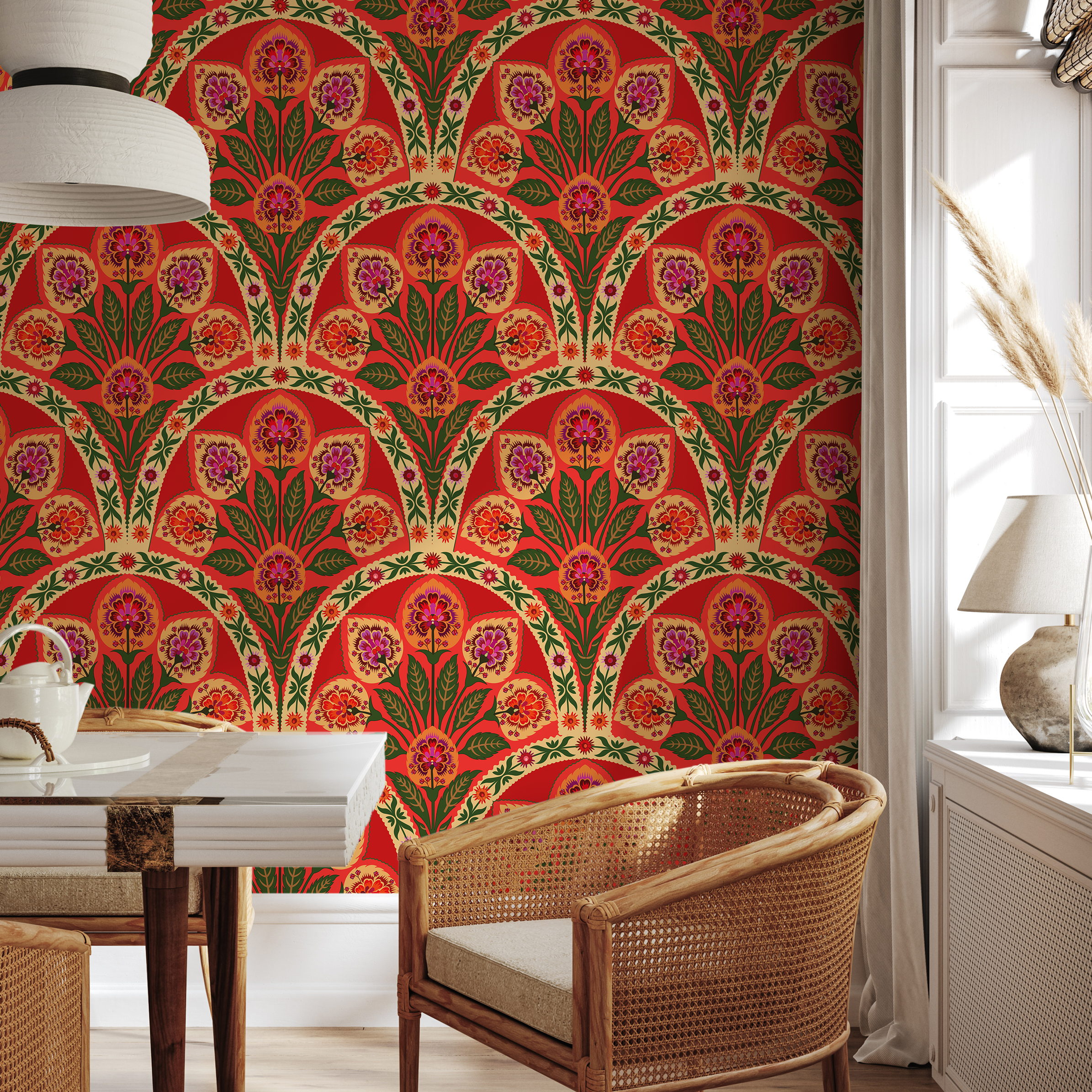 Red Floral Wallpaper