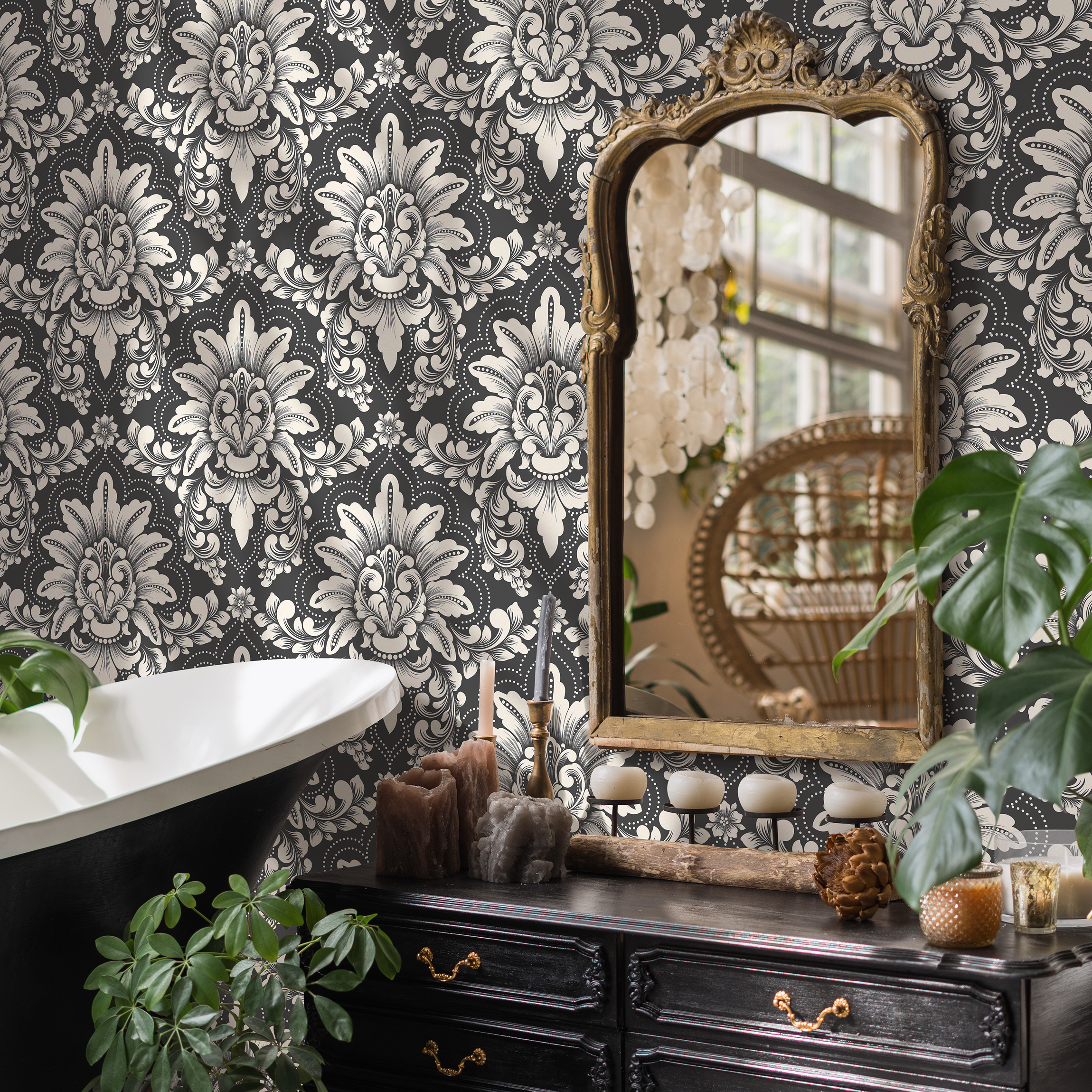 Grey Damask Peel And Stick Wallpaper