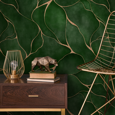 Emerald Green And Gold Peel And Stick Wallpaper