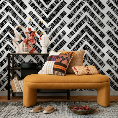 Black And White Chevron Peel And Stick Wallpaper