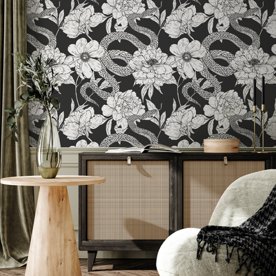 Wallpaper Floral Black And White