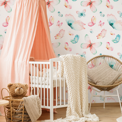 Pink and White Butterfly Wallpaper