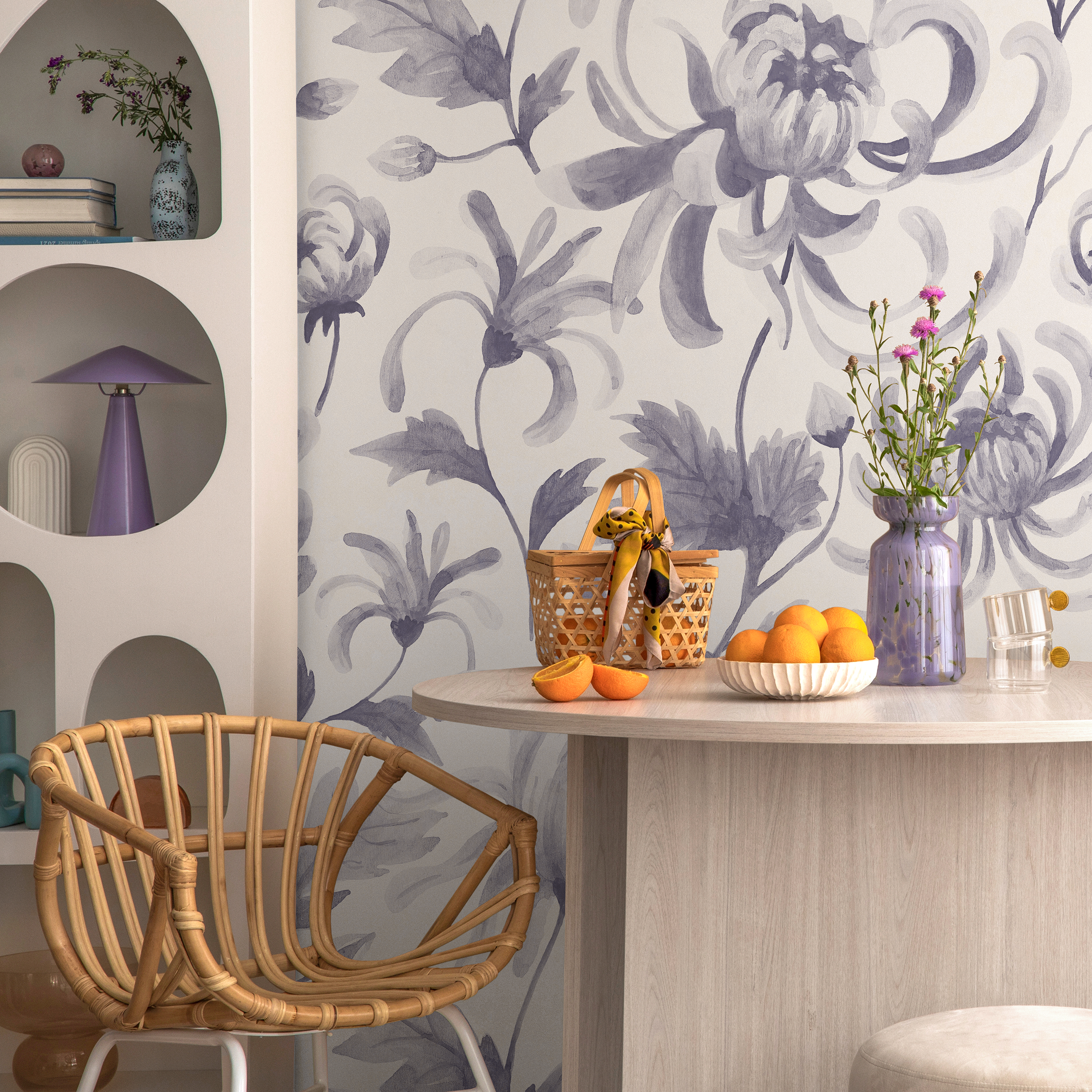 Peel And Stick Wallpaper Purple Floral