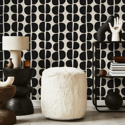 Black Patterned Peel And Stick Wallpaper