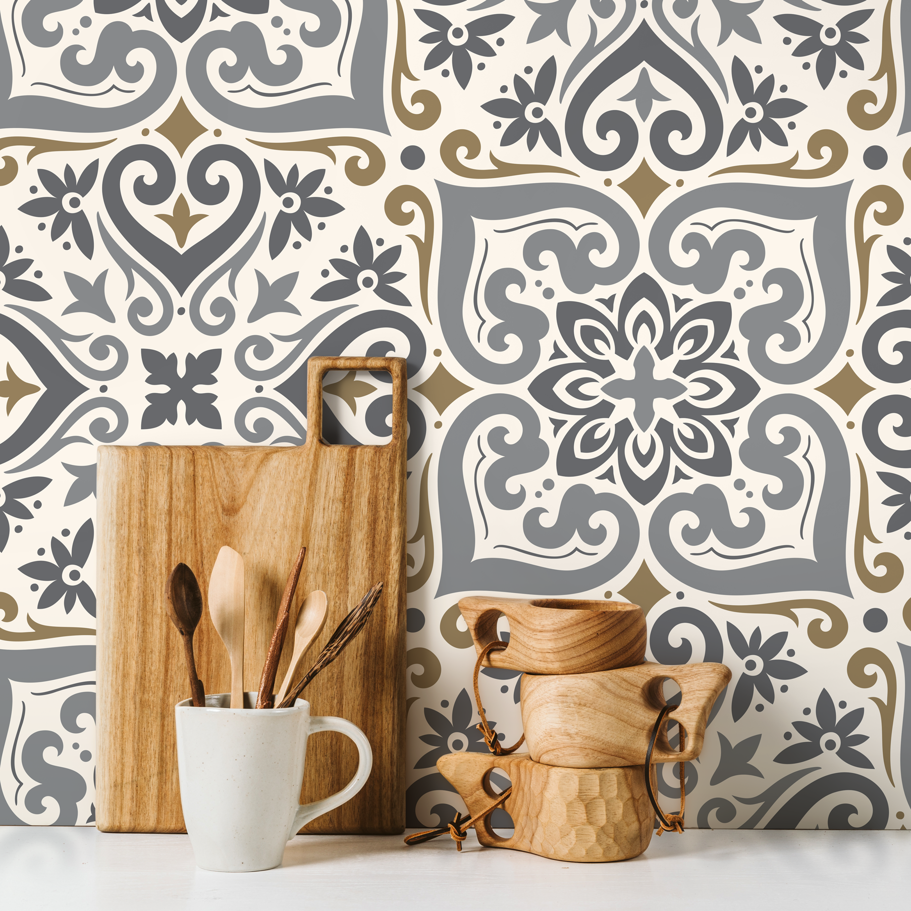 Peel And Stick Backsplash Over Wallpaper