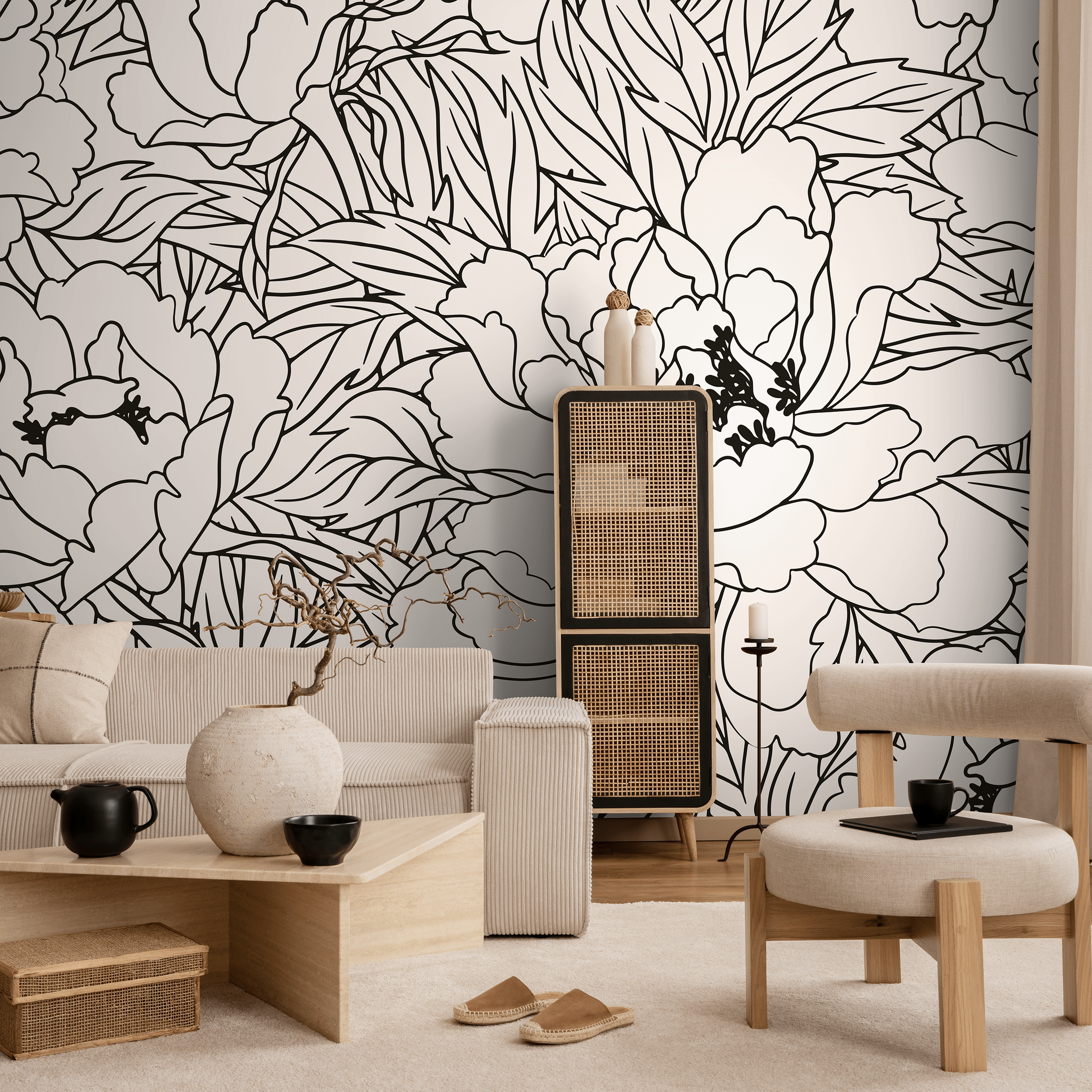 Black And White Wall Mural Wallpaper