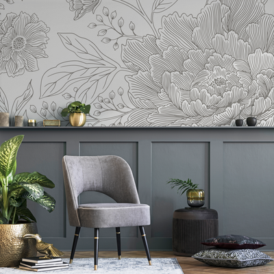 Gray Floral Peel And Stick Wallpaper