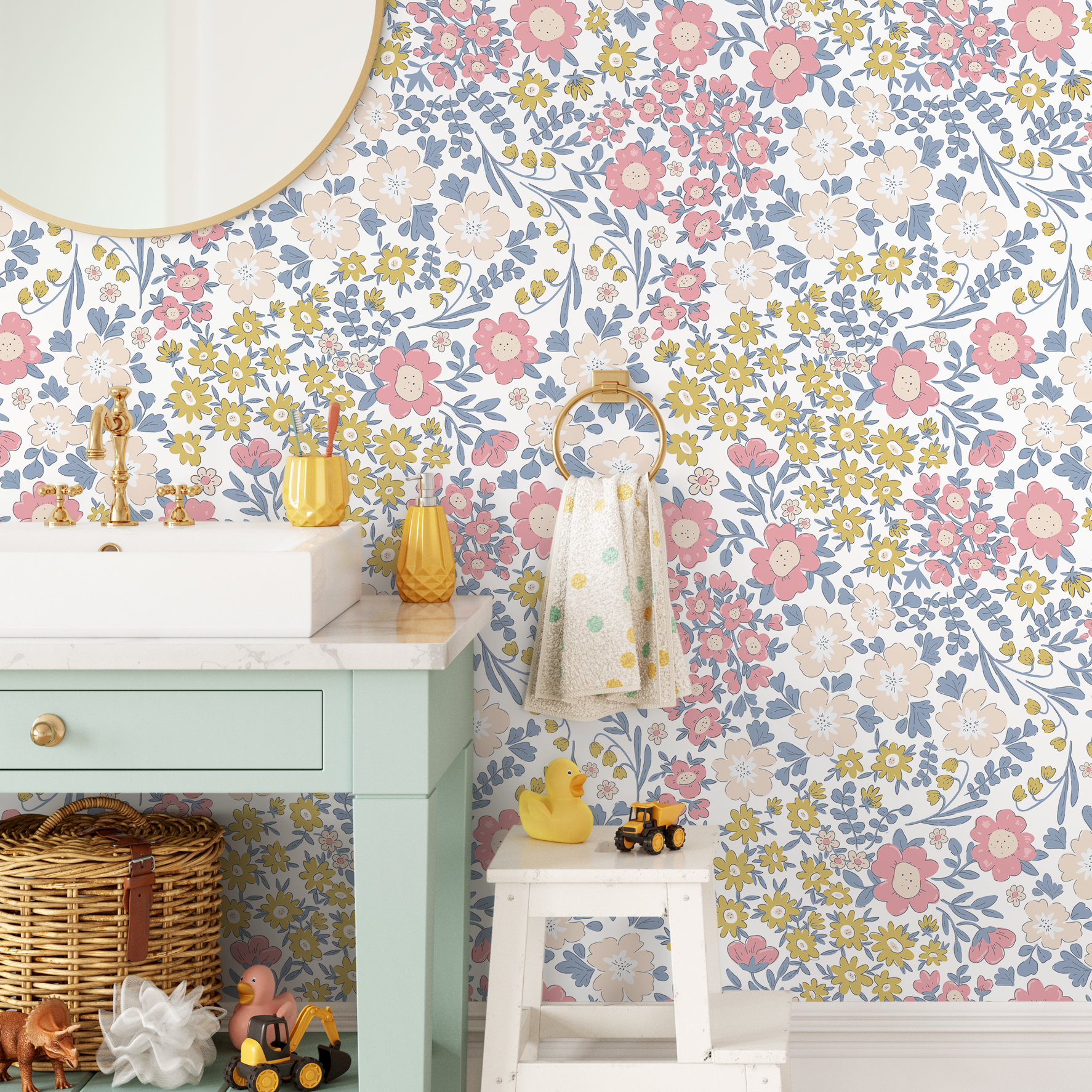 Flower Wallpaper Bathroom