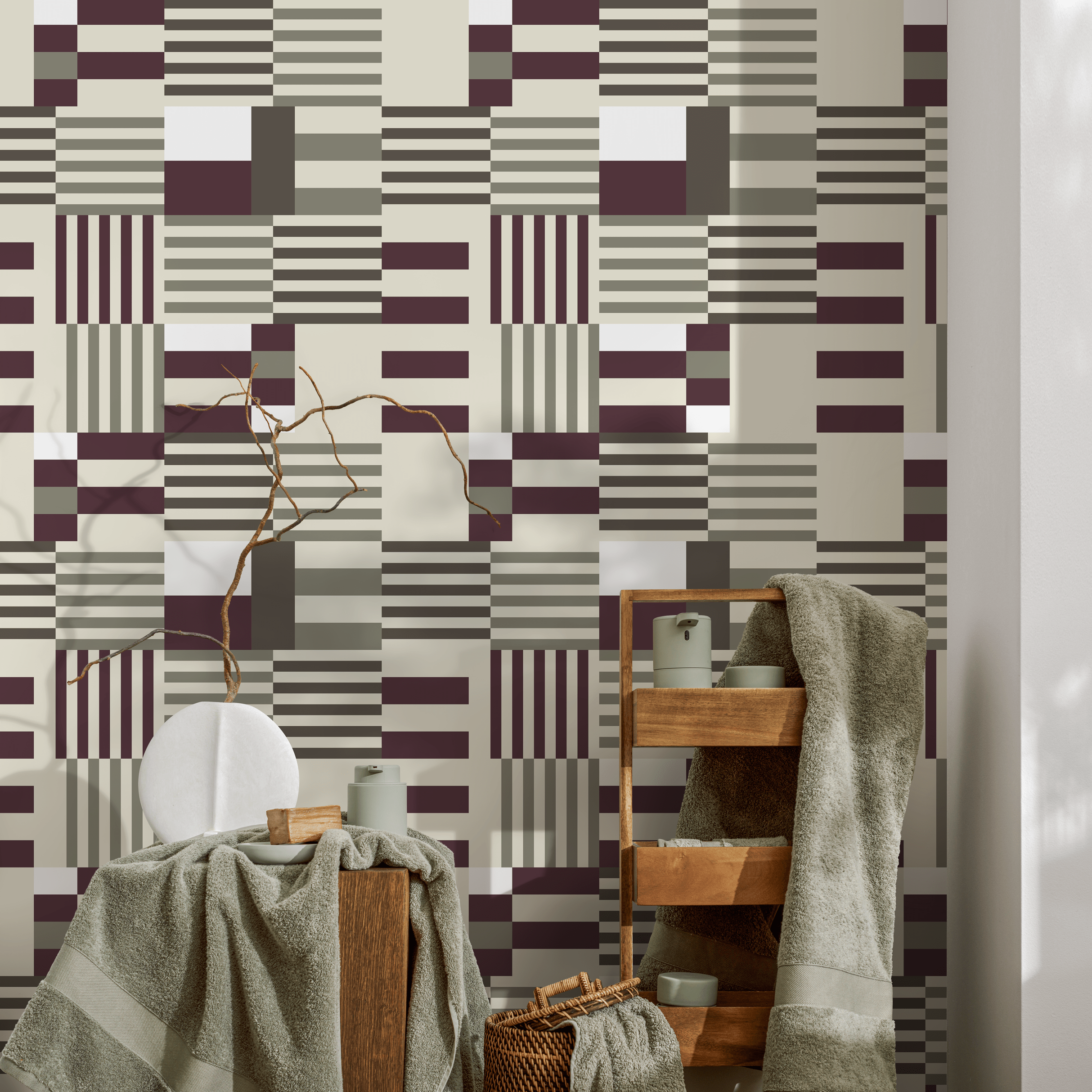 Modern Powder Room Wallpaper