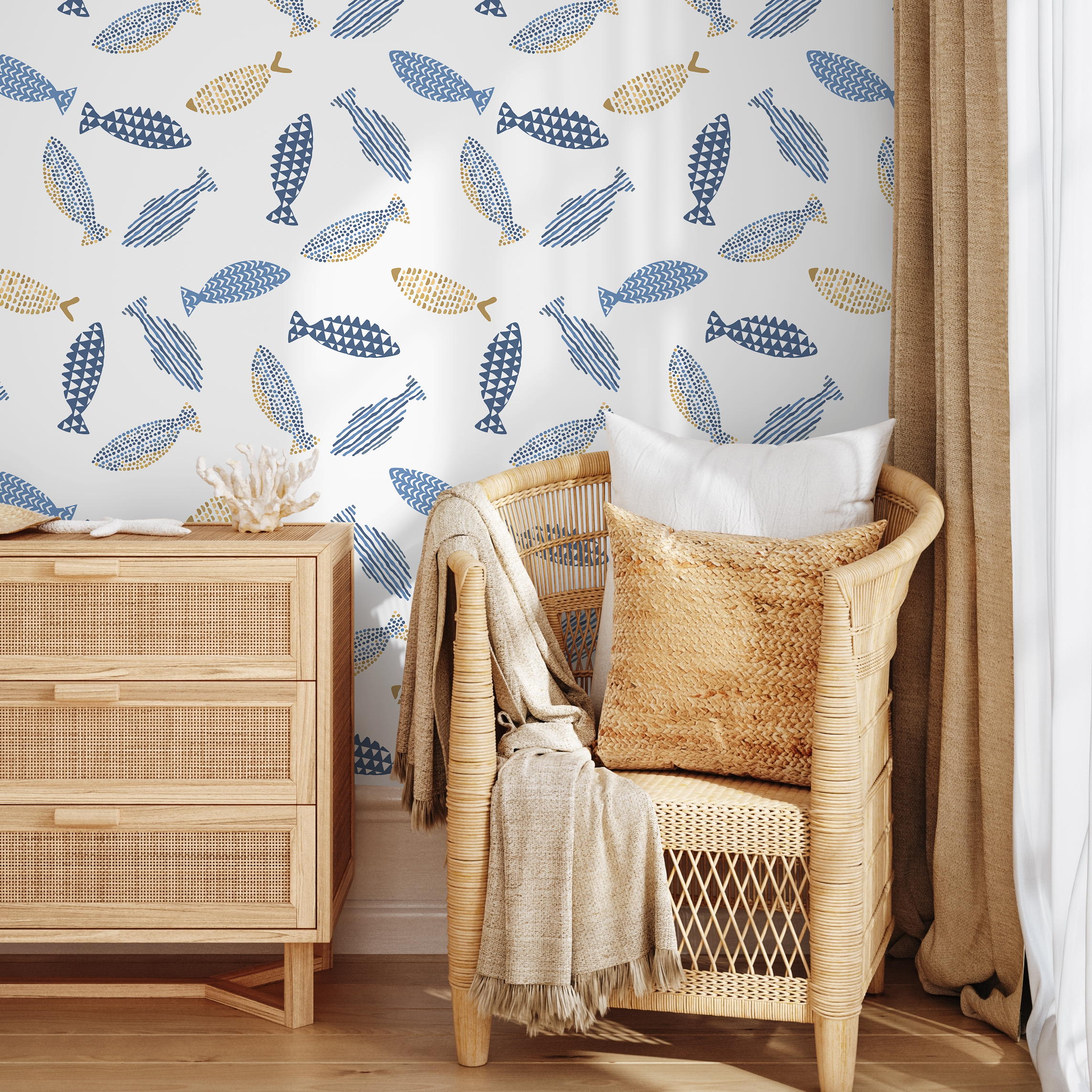 Blue Coastal Wallpaper