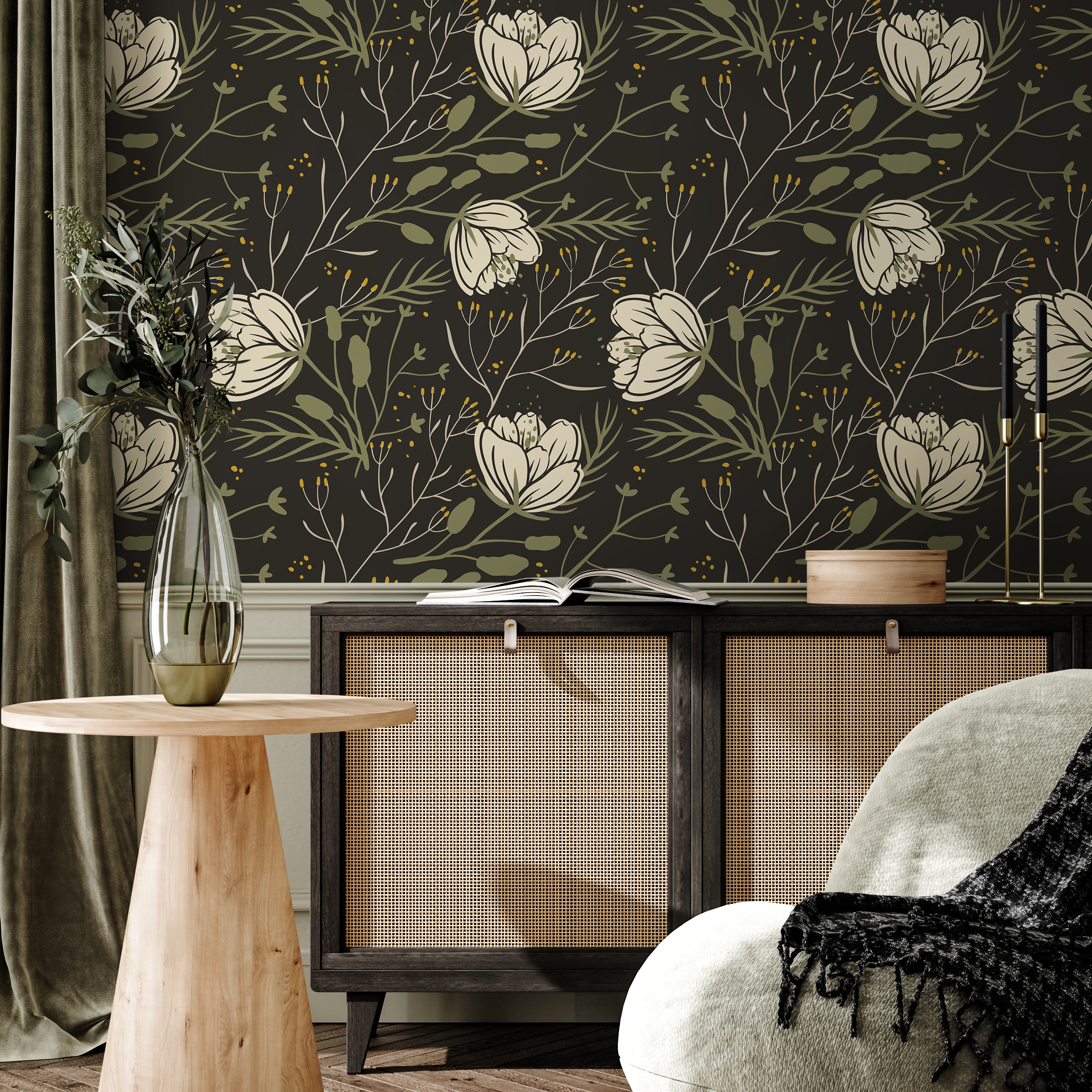 Olive Peel And Stick Wallpaper