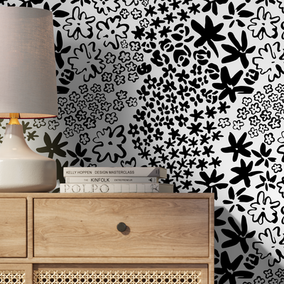 Black And White Flower Peel And Stick Wallpaper