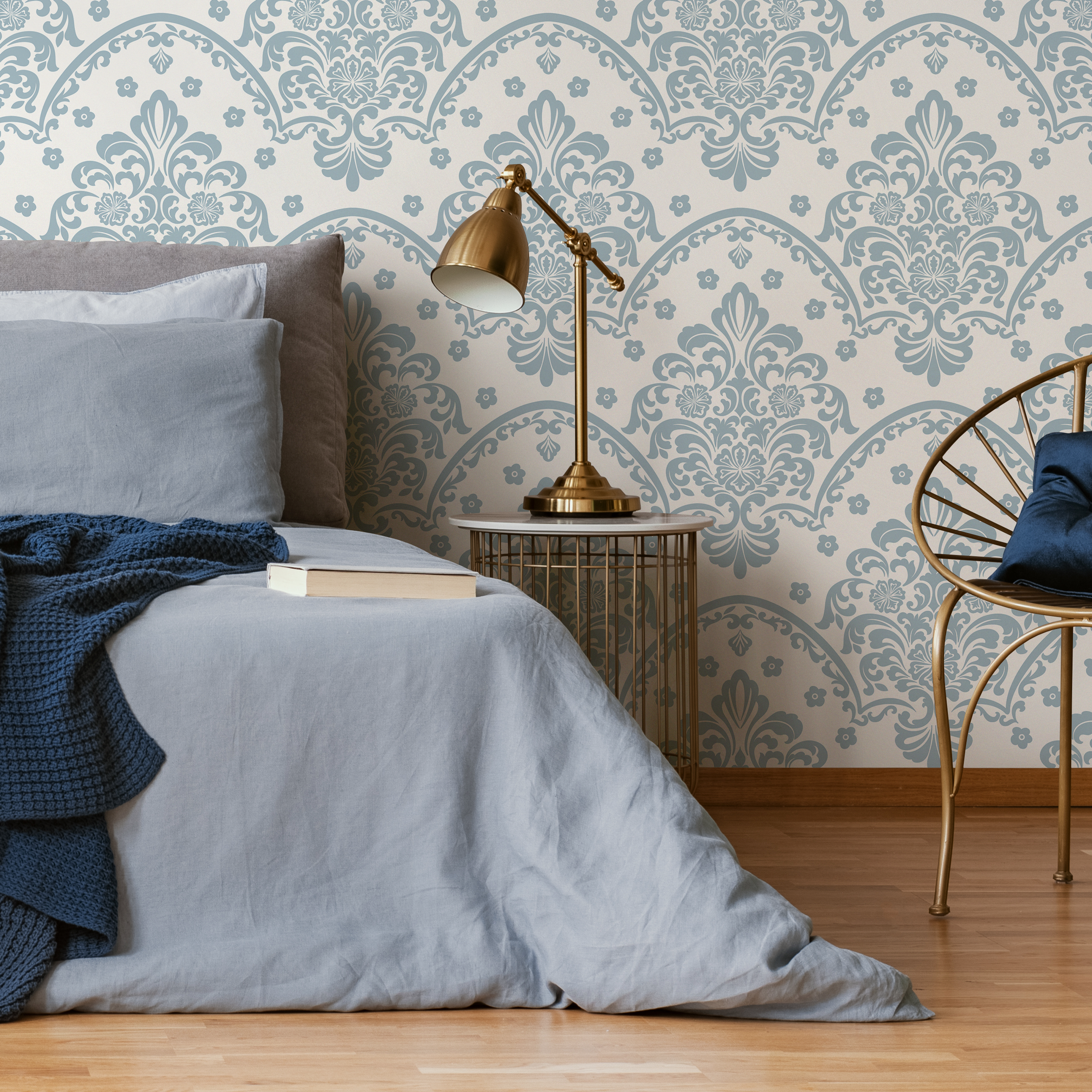 Wallpaper Damask Blue