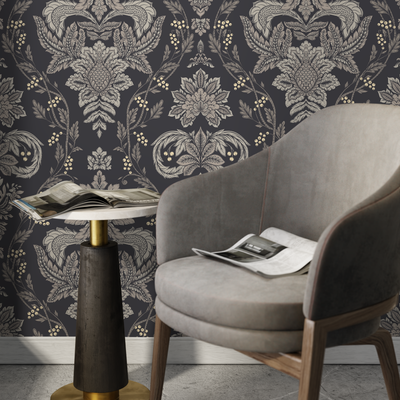 Gray Damask Peel And Stick Wallpaper