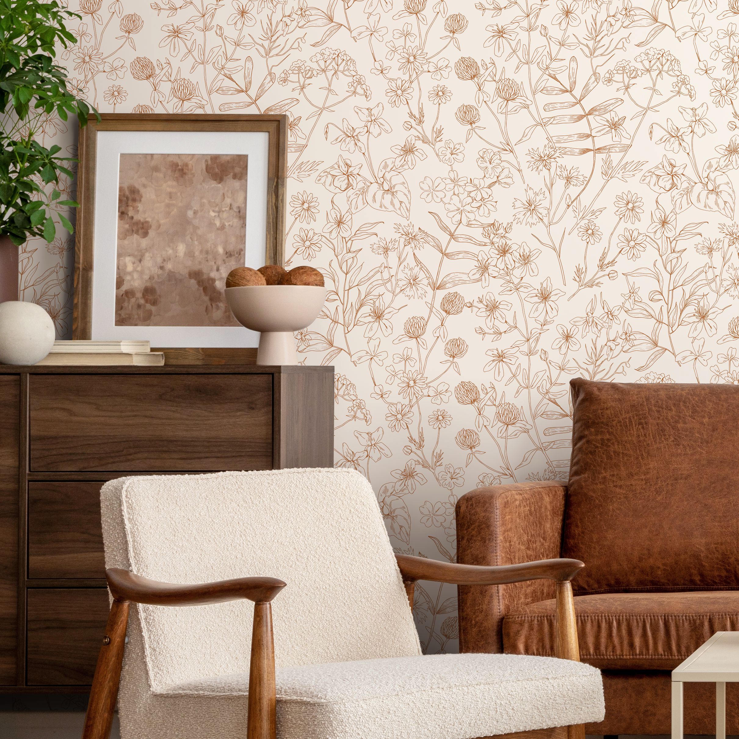Brown Scandinavian Wallpaper