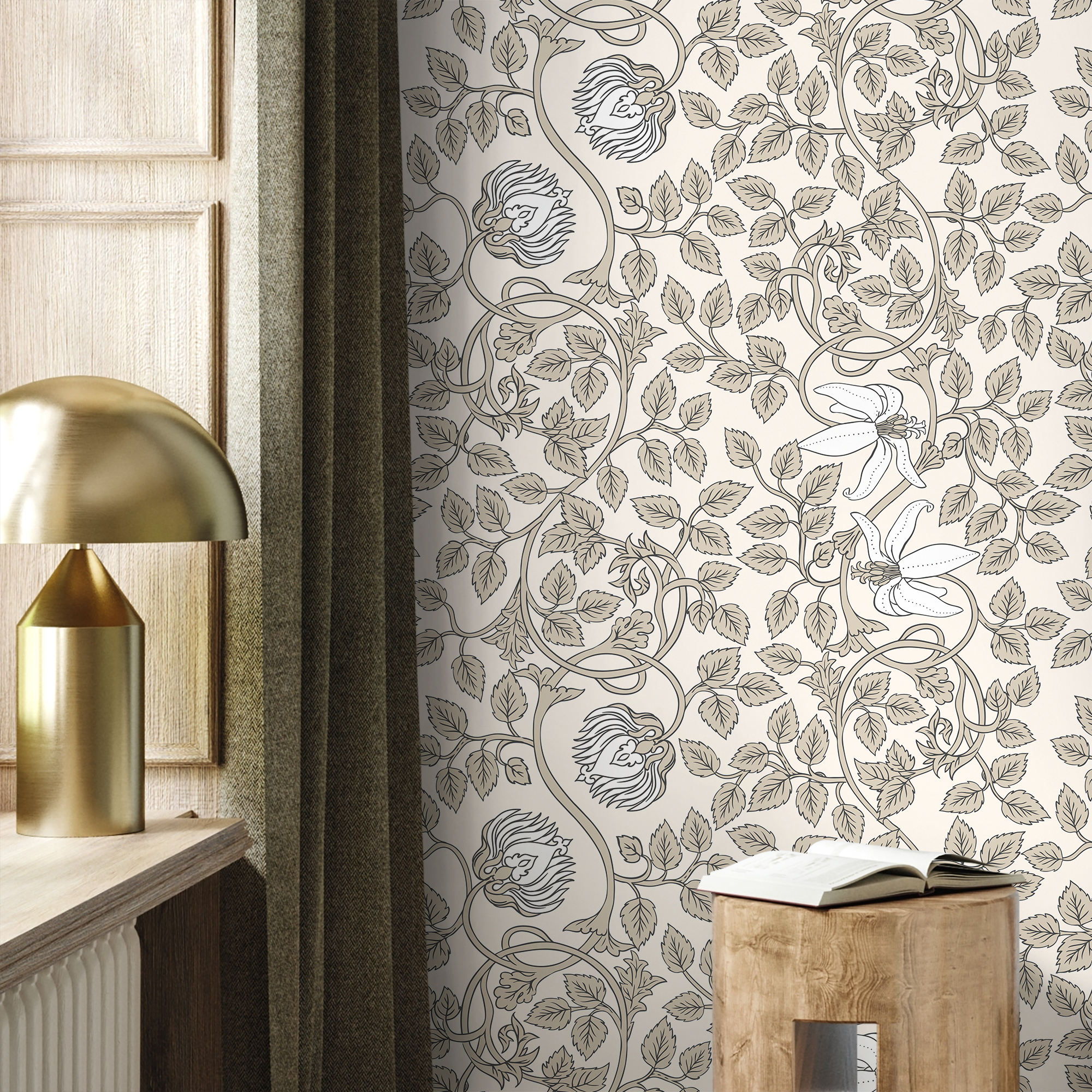 Cream Floral Wallpaper