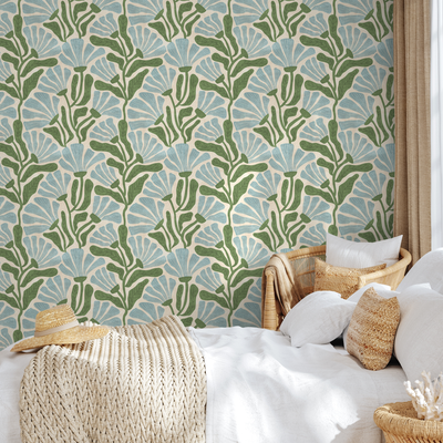 Blue And Green Flower Wallpaper