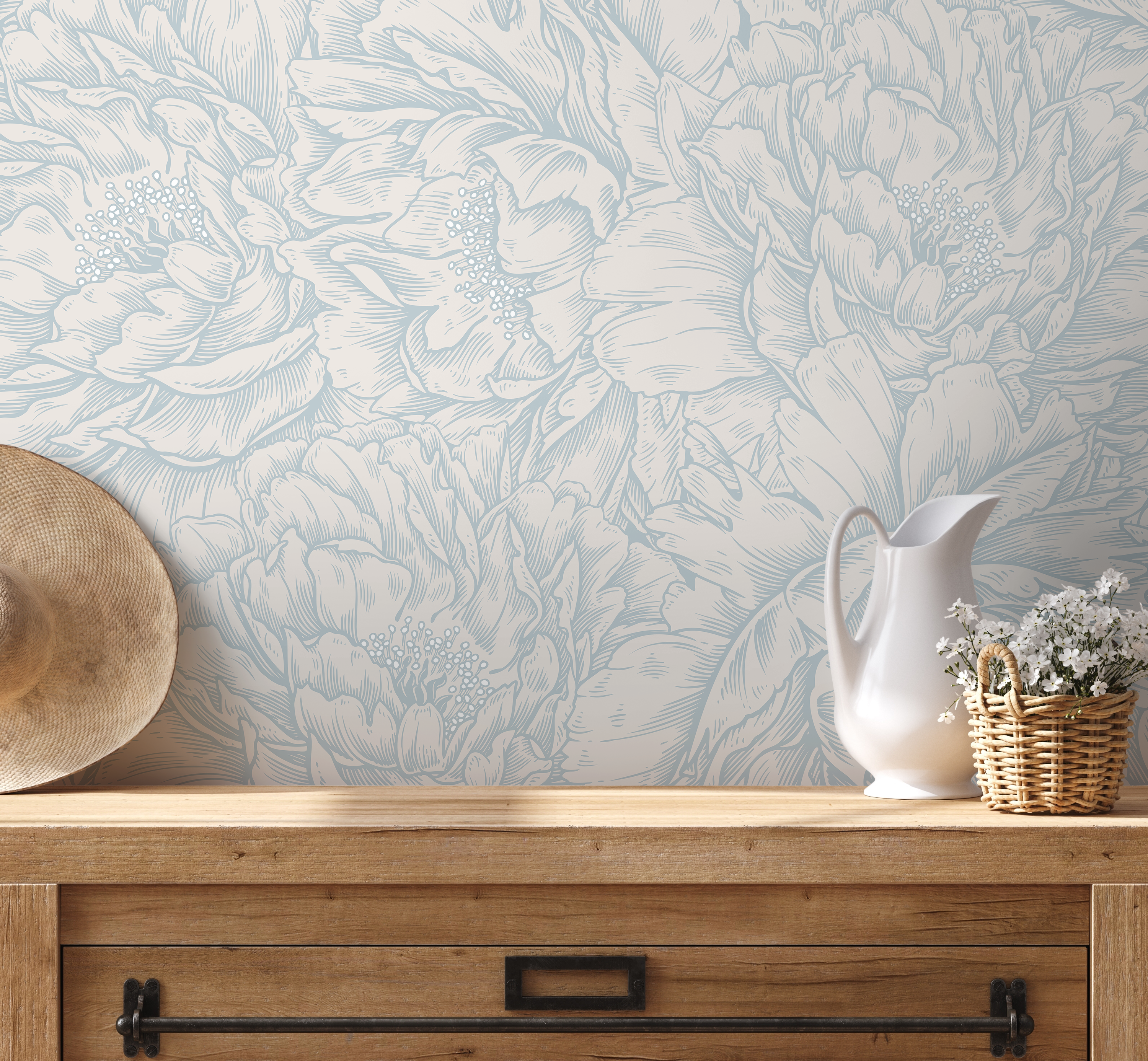 Light Blue Floral Wallpaper