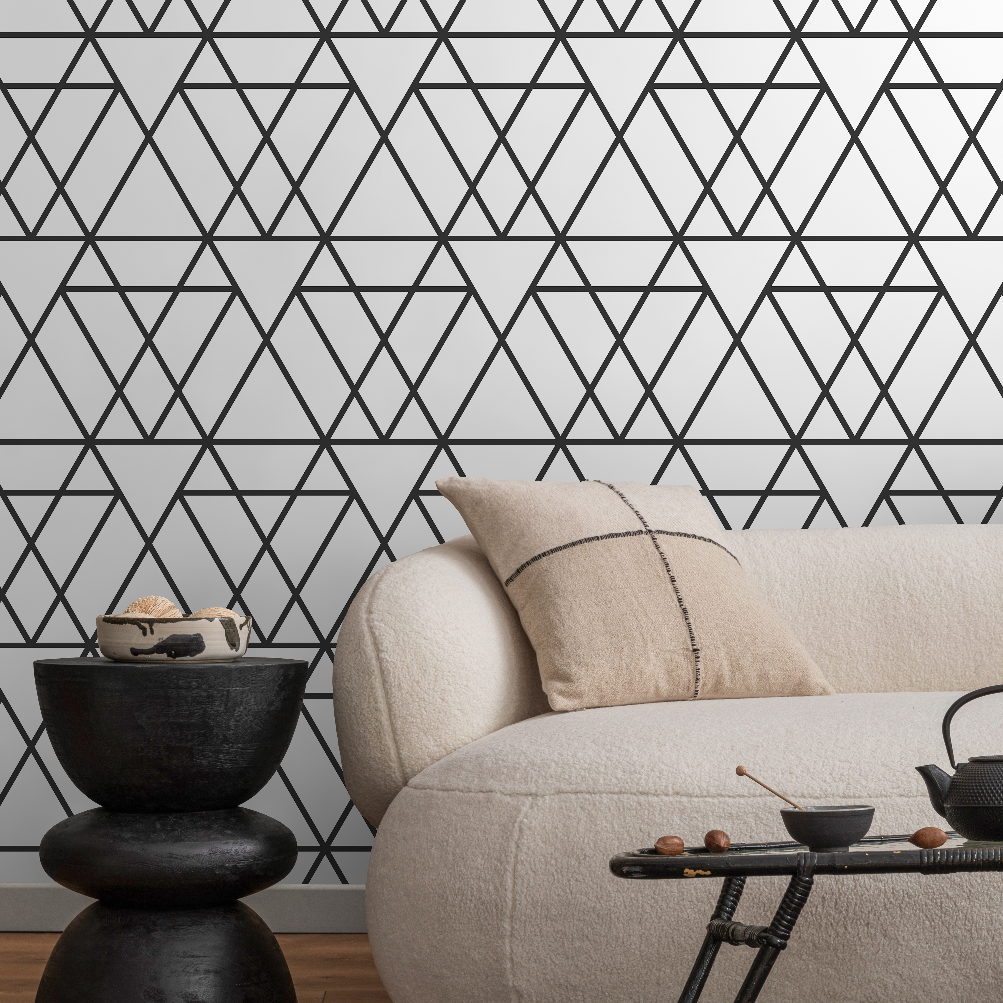Black And White Geometric Peel And Stick Wallpaper