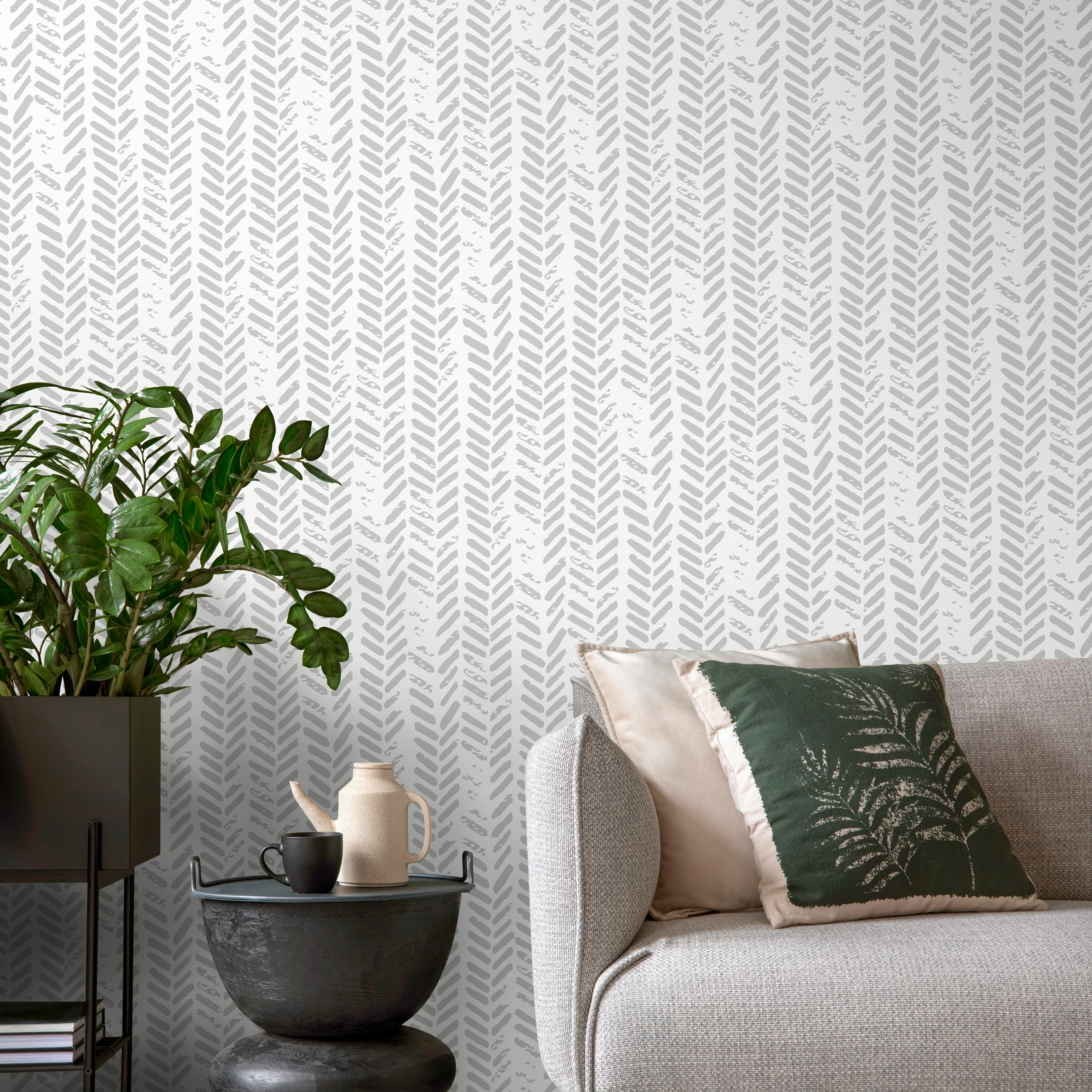 Grey Herringbone Peel And Stick Wallpaper