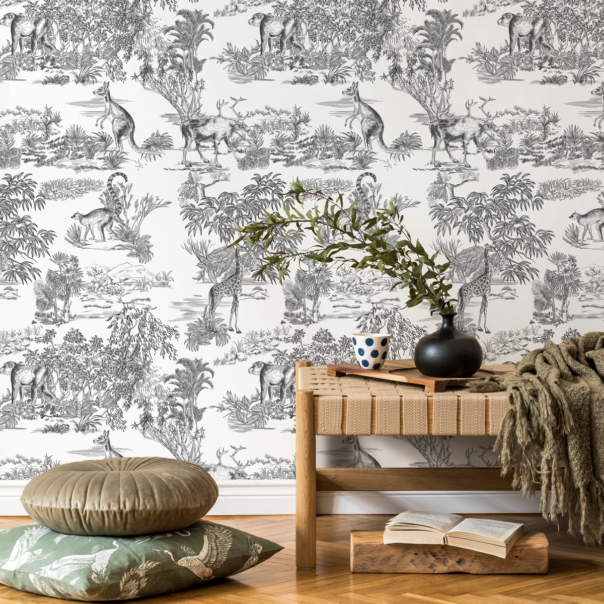Contemporary Toile Wallpaper