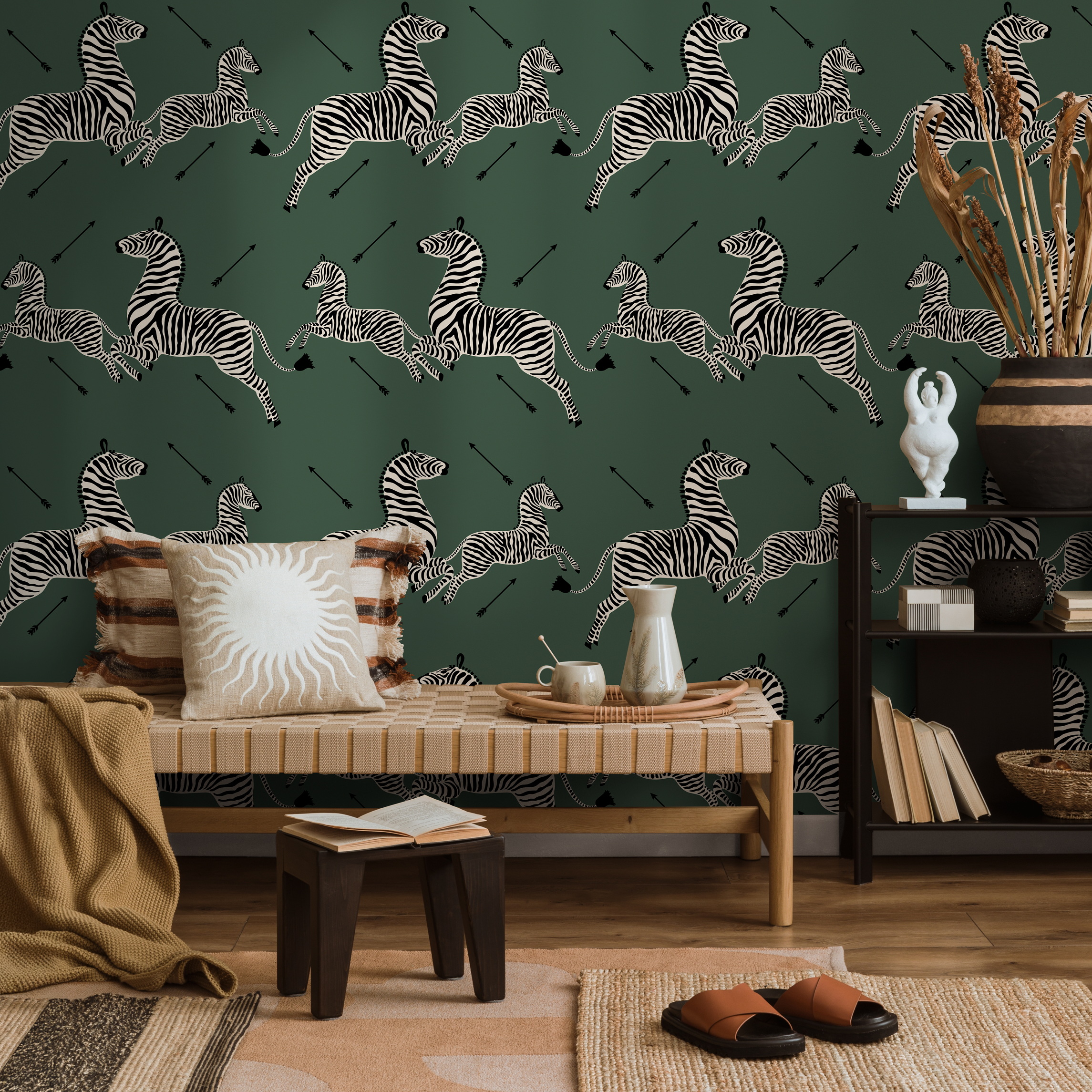 Green And Black Peel And Stick Wallpaper
