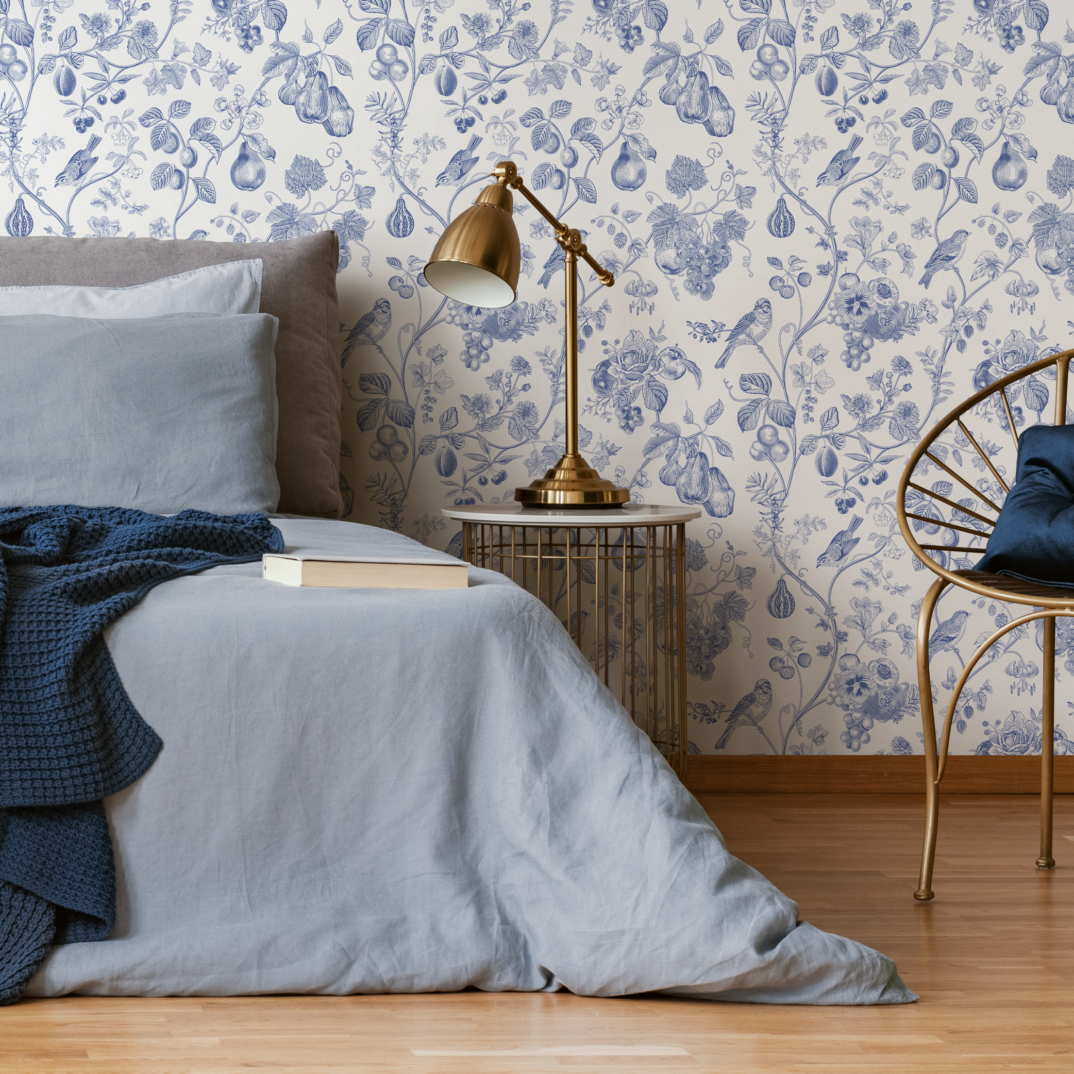 Blue And White Toile Wallpaper