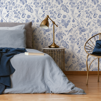 Blue And White Toile Wallpaper