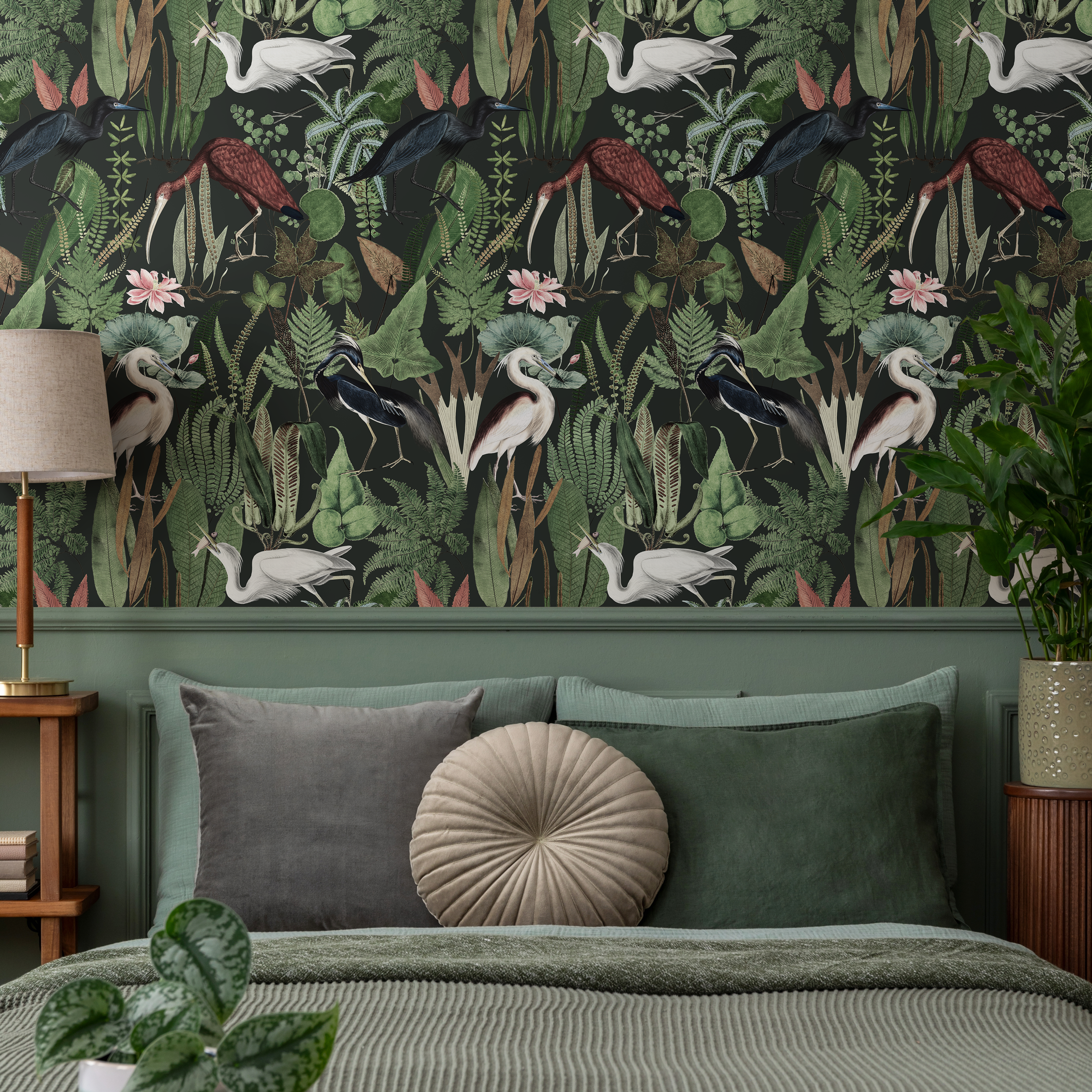 Wallpaper In Bedroom On One Wall