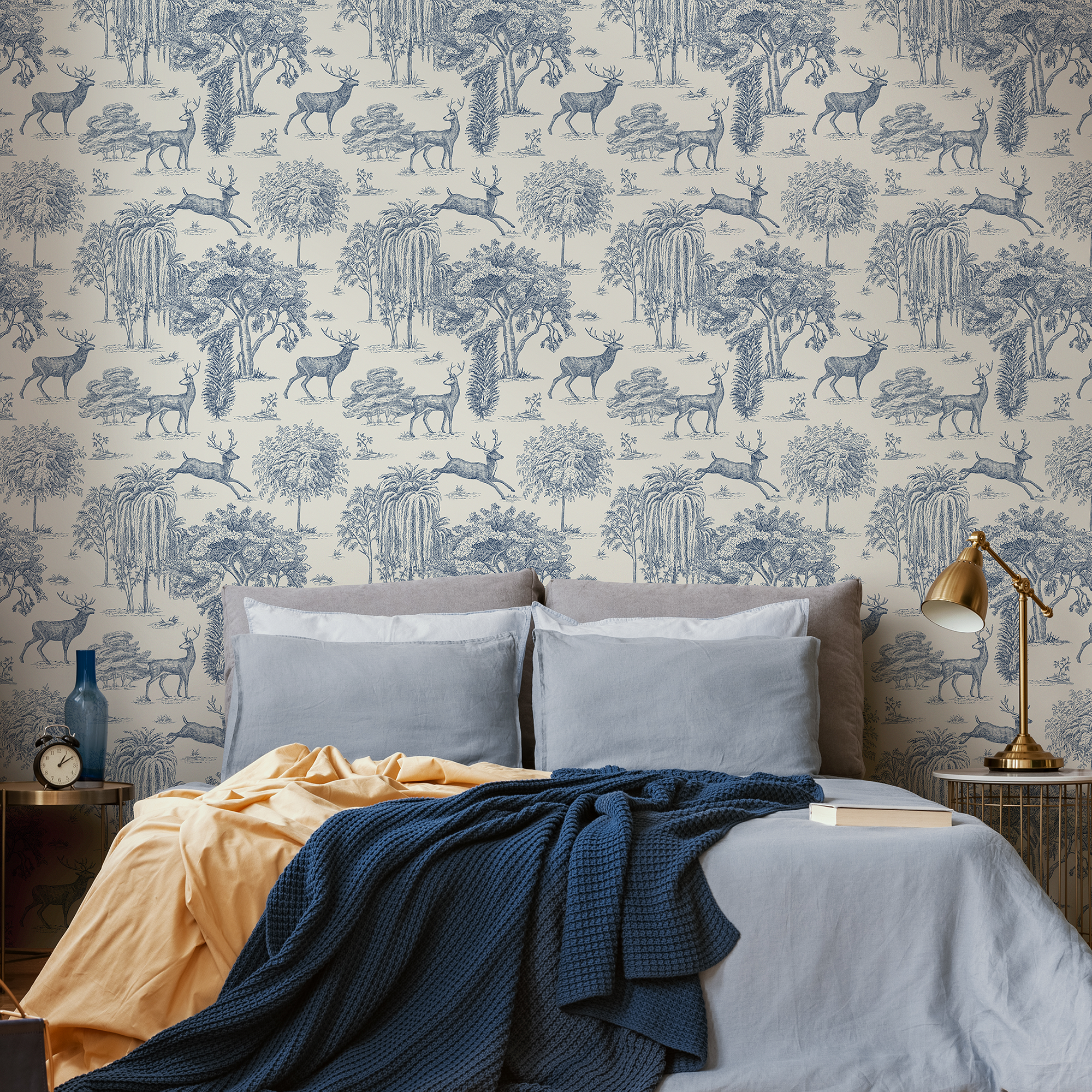 Blue Toile Wallpaper Peel And Stick