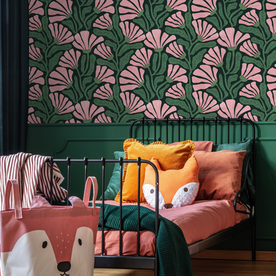 Green Pink Flower Wallpaper