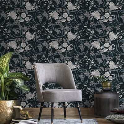 Vintage Blue Flower Wallpaper