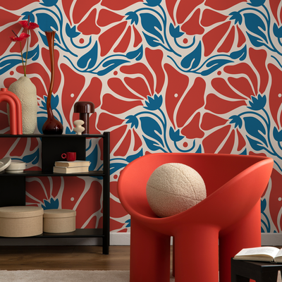Blue And Red Peel And Stick Wallpaper
