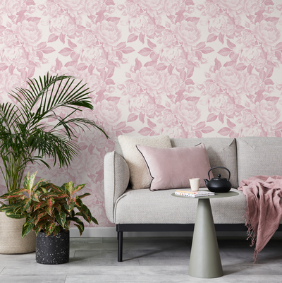 Vintage Pink Flower Wallpaper