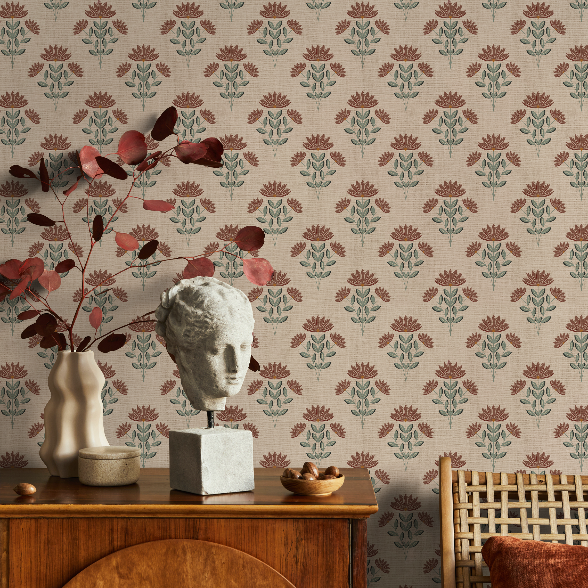 Block Print Wallpaper Peel And Stick